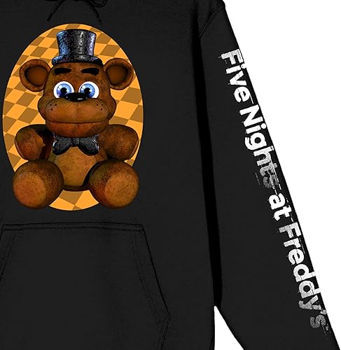 Miniatura 3 de Bioworld Sudadera con Capucha de Adulto Negra con Oso de Peluche y Logo del Título de Five Nights at Freddy's