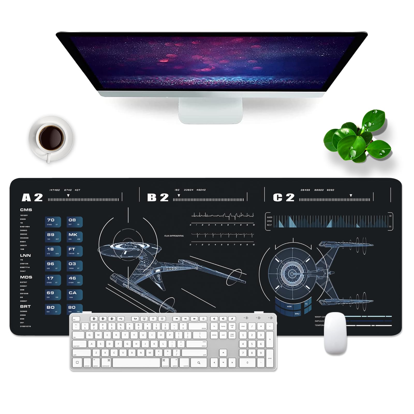 Gaming Mousepad Großes Mauspad 80x30cm XL Mousepad, Desk Pad Gaming Mousepad PC Tastatur Mauspad groß Schreibtischunterlage Schwarz (Mauspad -1)