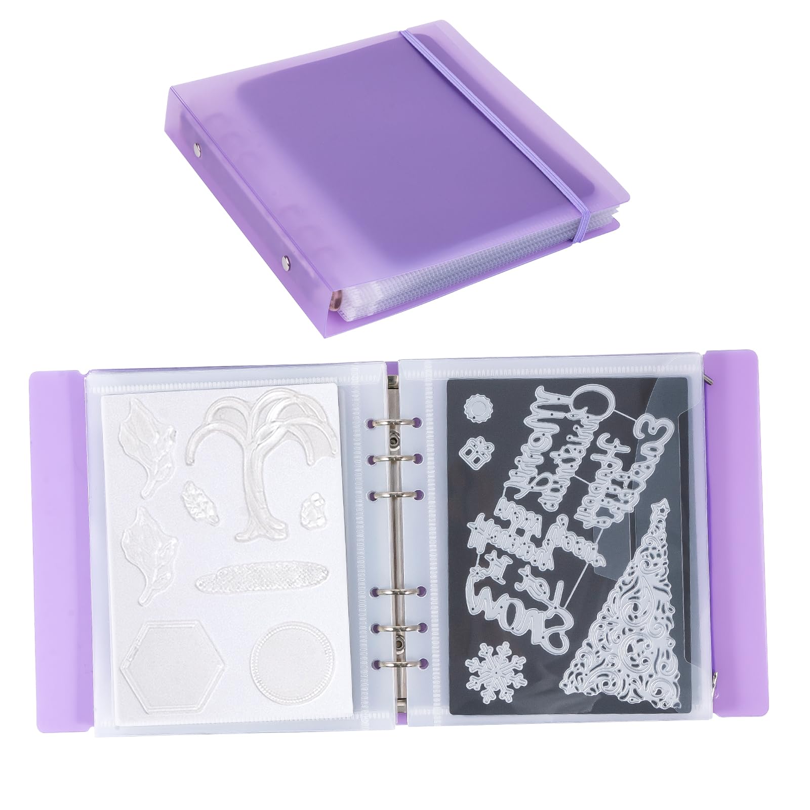 UNIMEIX 12 Pcs Magnetic Sheets for Die Storage with 1 Binder Cover, 2 in 1 Storage Stamp and Die Storage Bags Die Cut Storage Supplies(0.8 mm