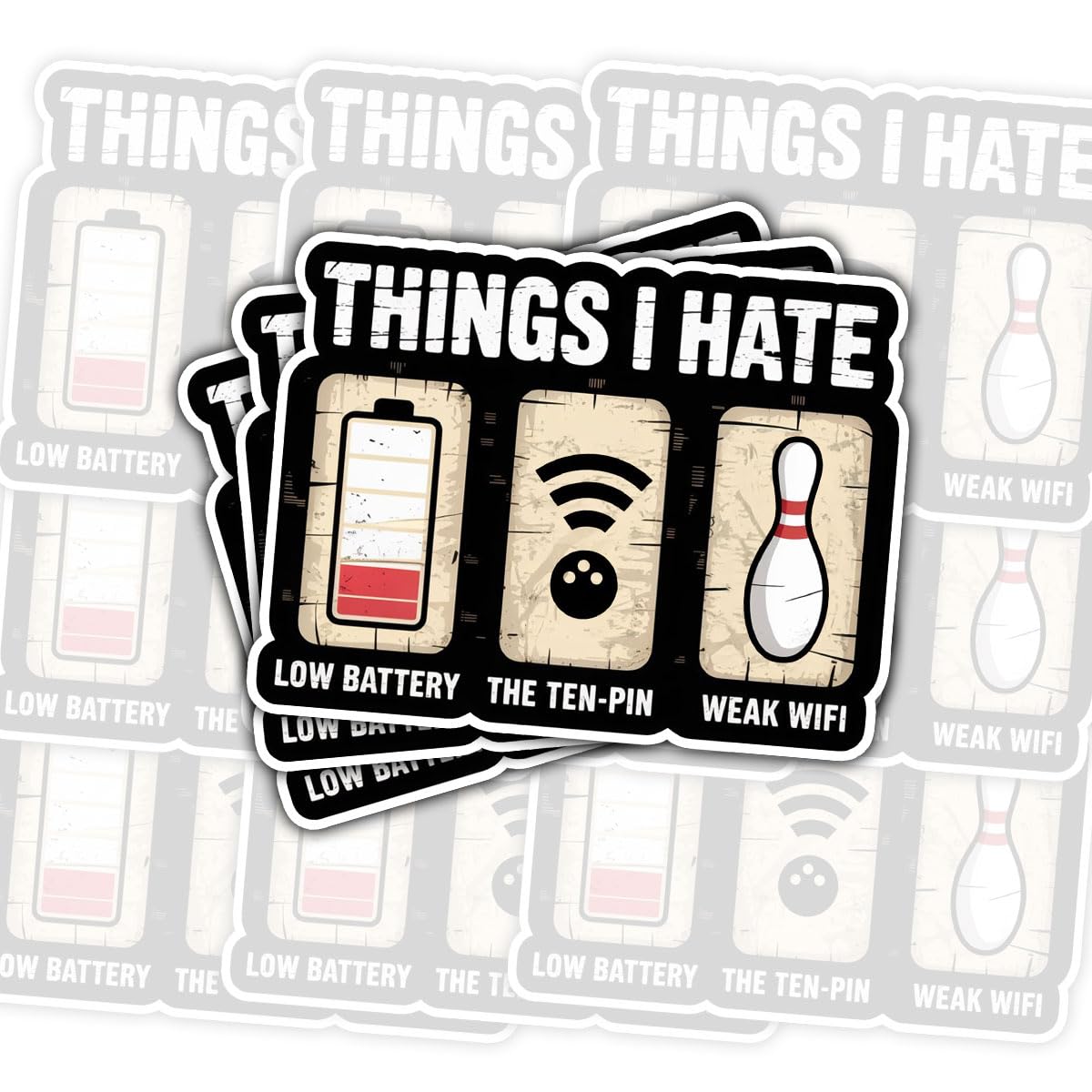 Juego de 3 calcomanías de vinilo Funny Things I Hate de 3 pulgadas para laptop