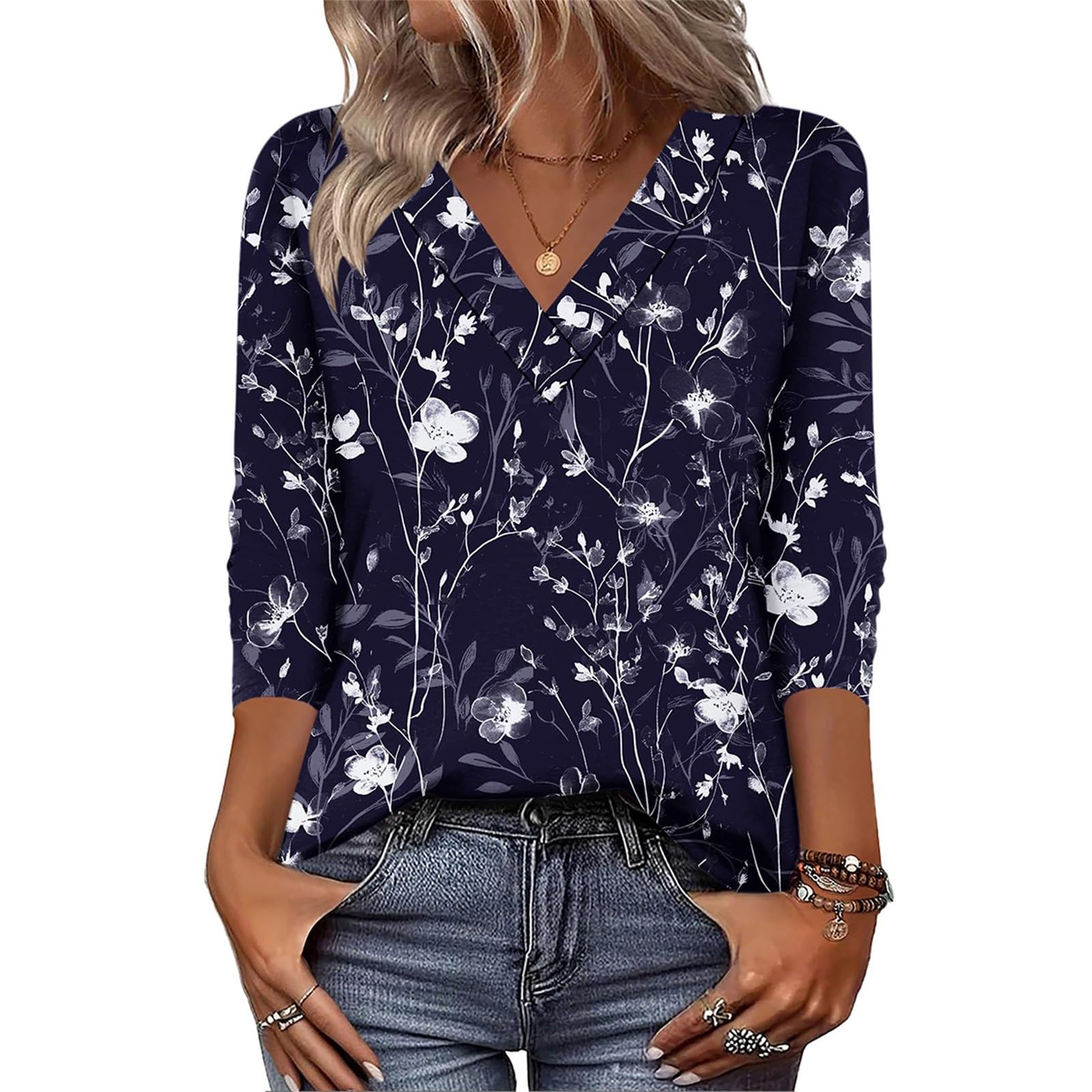 Genérico Camiseta Mujer Manga Larga Cómoda Suave Algodón Manga Larga Túnica Básica Camiseta Casual Brillante Cuello Redondo Ajuste Holgado Camisetas Ropa De Mujer Tallas Grandes