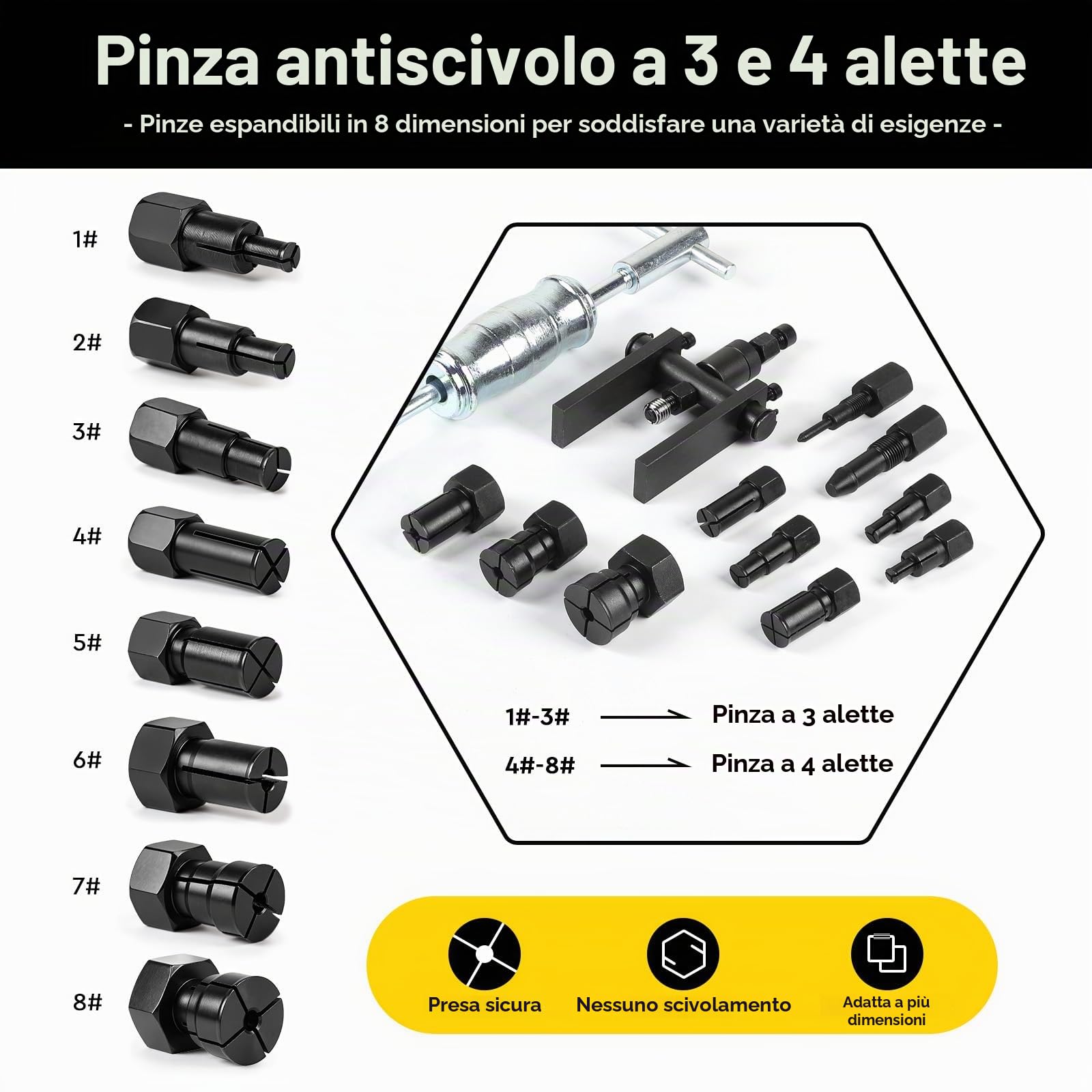 Set di 12 Estrattore Cuscinetti Interno, Utensile Estrazione Cuscinetti con 8 Ganasce espandibili (8–32 mm), Estrattore a Due Griffe e Martello Scorrevole, Levacuscinetti per Bici, Moto, Auto