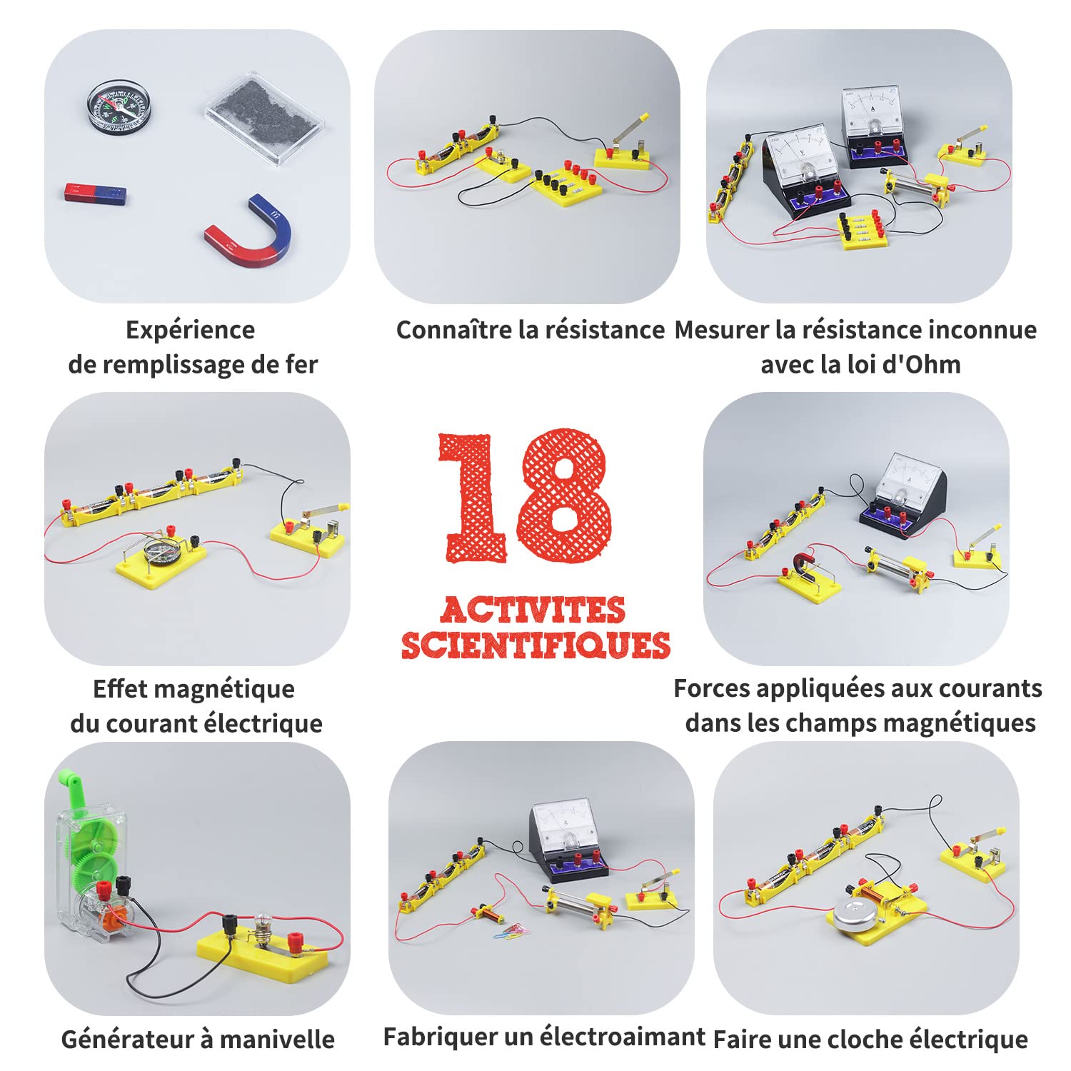 Teenii Kit Scientifique Enfant Électricité et Magnétisme STEM, Circuit Électrique, Coffret Physique 50 Pièces 8 Ans+
