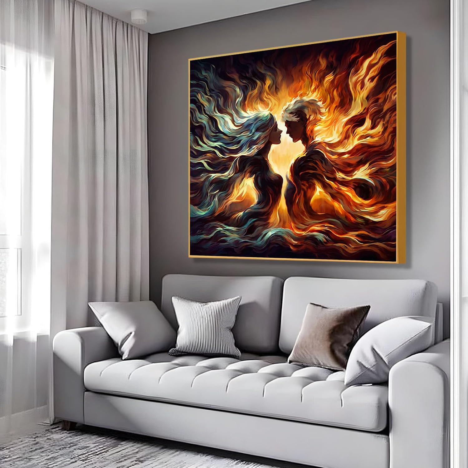 Couple Canvas Wall Art, Modern Abstract Couple Printed