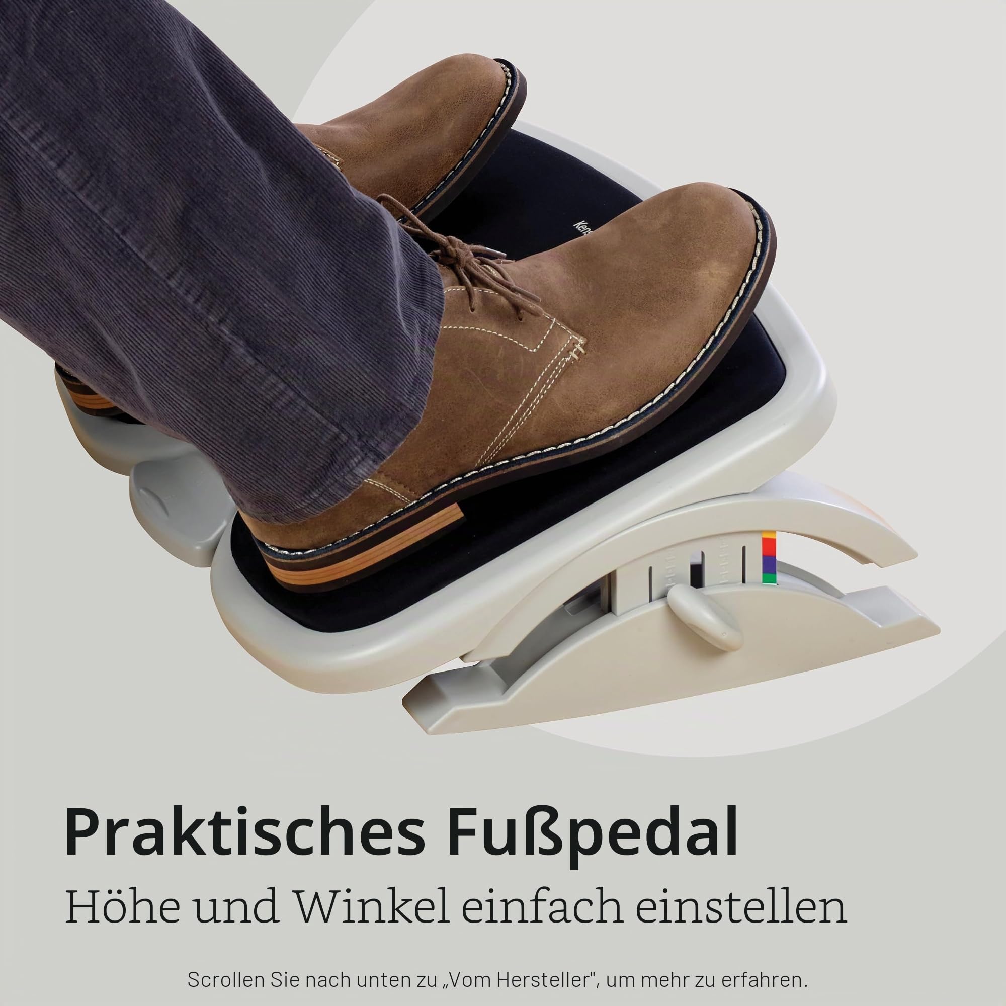 Kensington Smartfit K56144USF Fußstütze für unter dem Schreibtisch, Komfort-Memory-Schaum, winkel- und höhenverstellbare Fußstütze, rutschfester Fußhocker für unter dem Schreibtisch, Weiß/Schwarz