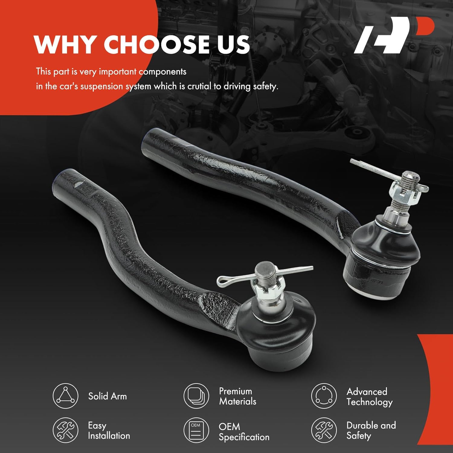 A-Premium 2 x Front Outer Tie Rod Ends, Compatible with Ford Edge 2007-2014 & Lincoln MKX 2007-2015