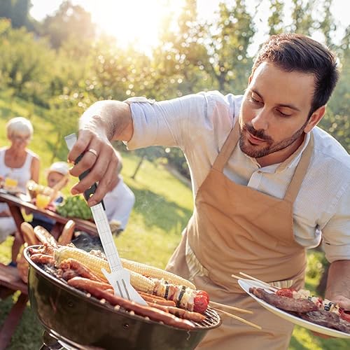 Miniatura 4 de Rock Guitar Style - Juego de herramientas de barbacoa de acero inoxidable resistente, 2 piezas, espátula y pinzas con mango de madera