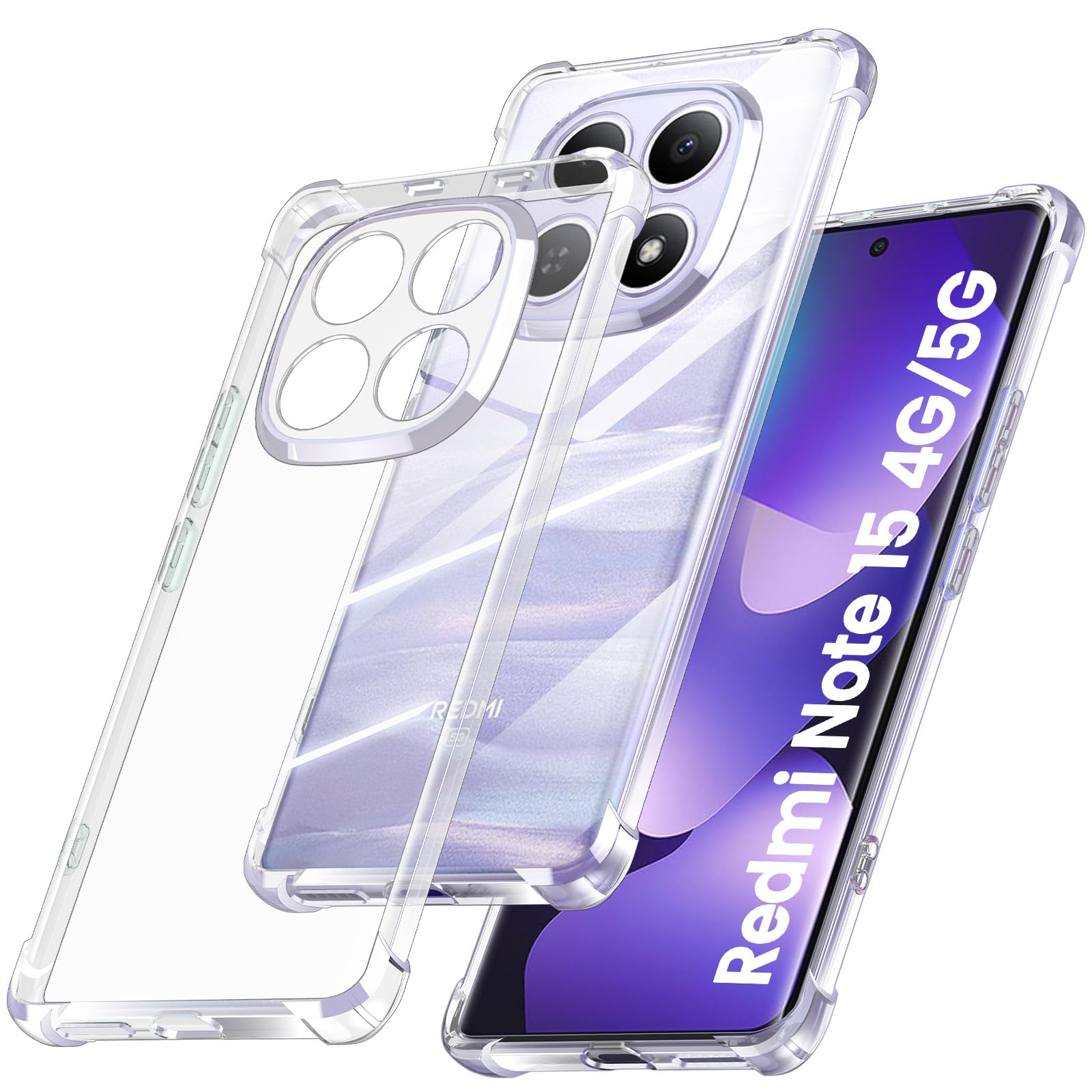 Yohii Cover per Xiaomi Redmi Note 15 4G / 5G / Poco M8 5G, [Protezione Fotocamera] Custodia Antiurto Chiaro, TPU Morbido Silicone Antigraffio Anti Ingiallimento Case, Trasparente