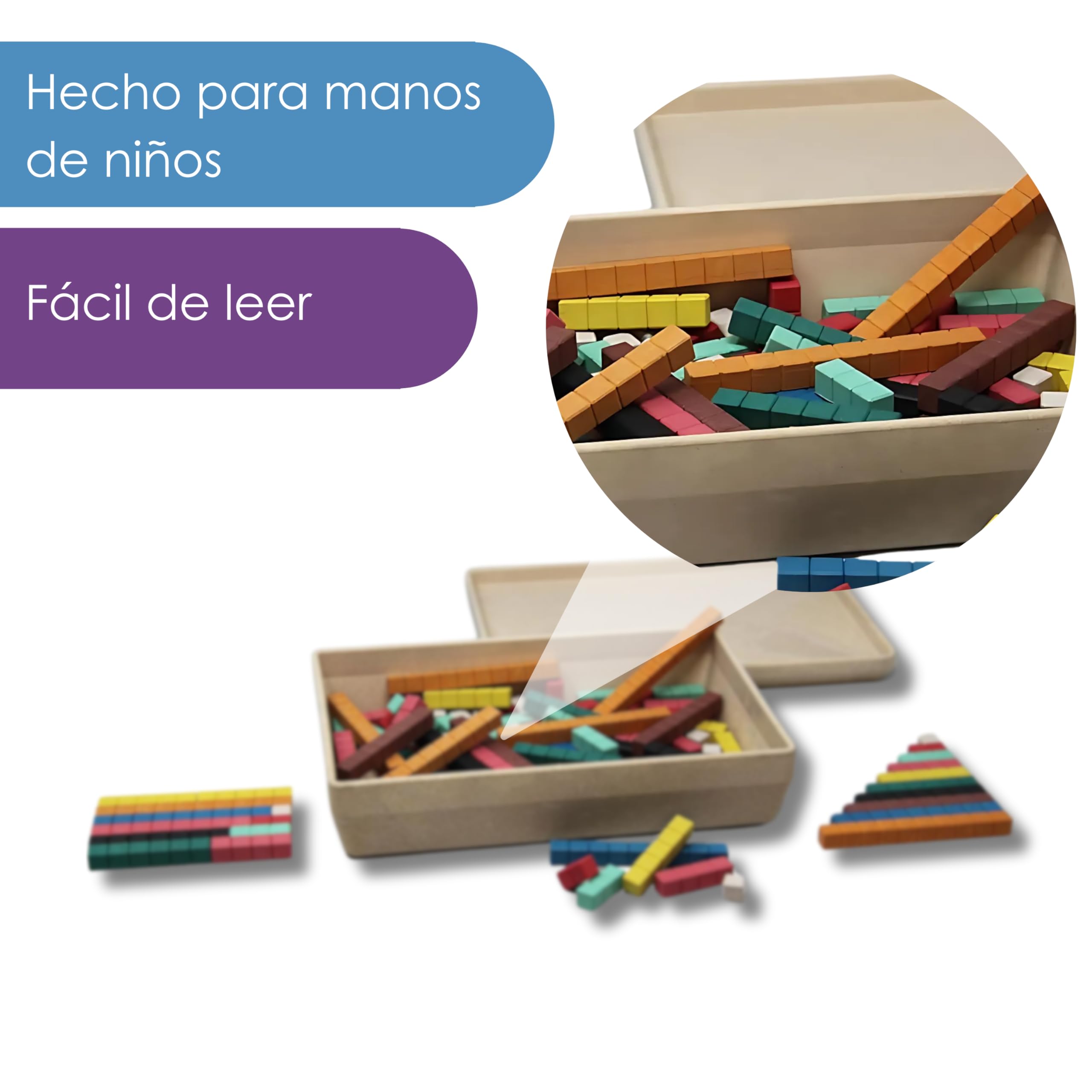 WISSNER® Aktiv lernen - Set de introducción cuisenaire con regletas de Madera (126 Piezas), Color - RE-Wood®