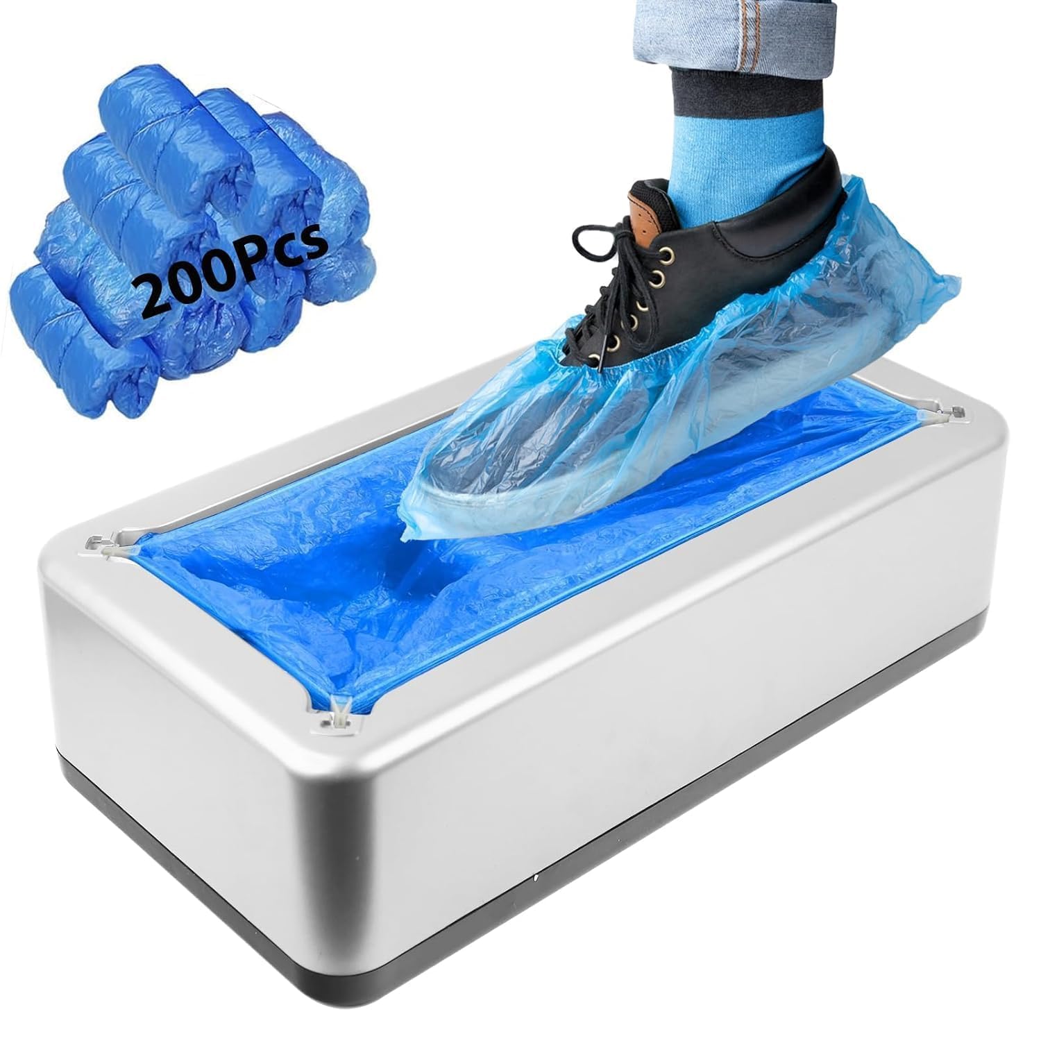 Sky-Shoe Cover Dispenser Machine with 100 Pcs Disposable Shoe Covers Automatic Shoe Cover Machine in Used at Home, Office, Hospital, Factory to Protect the Floor (Silver)