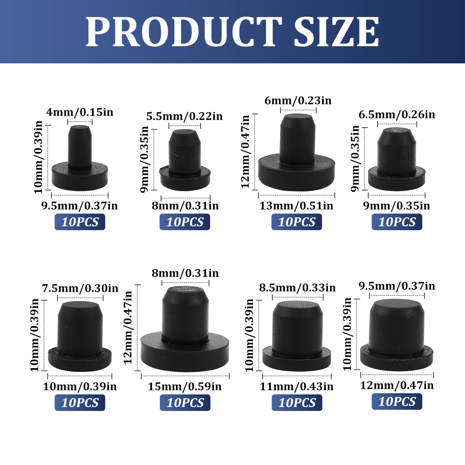 mawmuaw 50 stuks rubberen stop, 5 mm rubberen stop, zwarte