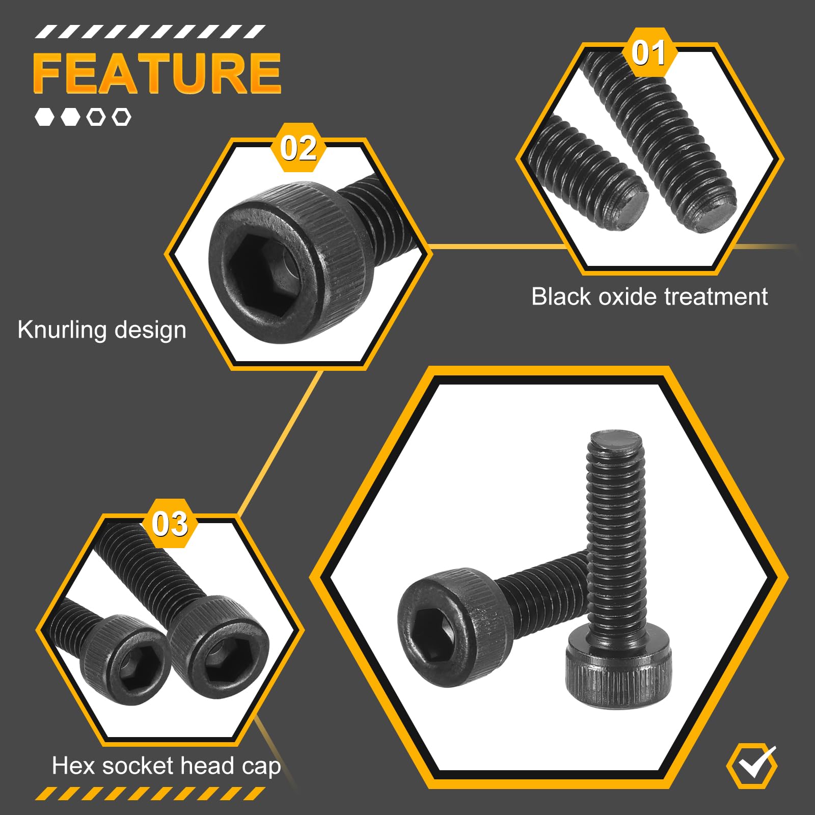 DTGN M4-0.7x14 Socket Head Cap Screws Bolts, 50Pack, Good for Road Bicycle Mountain Bike, Auto, Motorcycle - Image 3