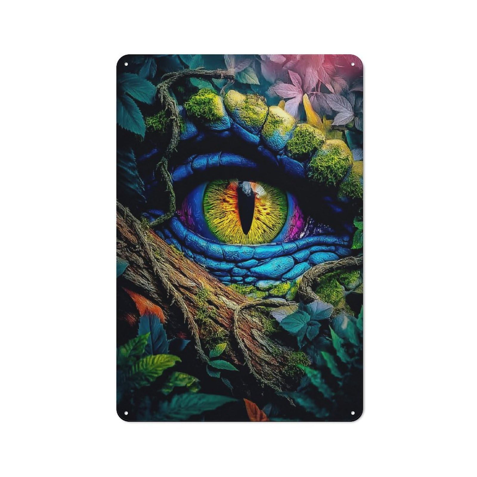 Junmoney Dragon's Eye In Lush Jungle Vintage Metal Sign 30X20cm For Lounge Or Reading Corner, For Garage, Workshop And Man Cave Decoration