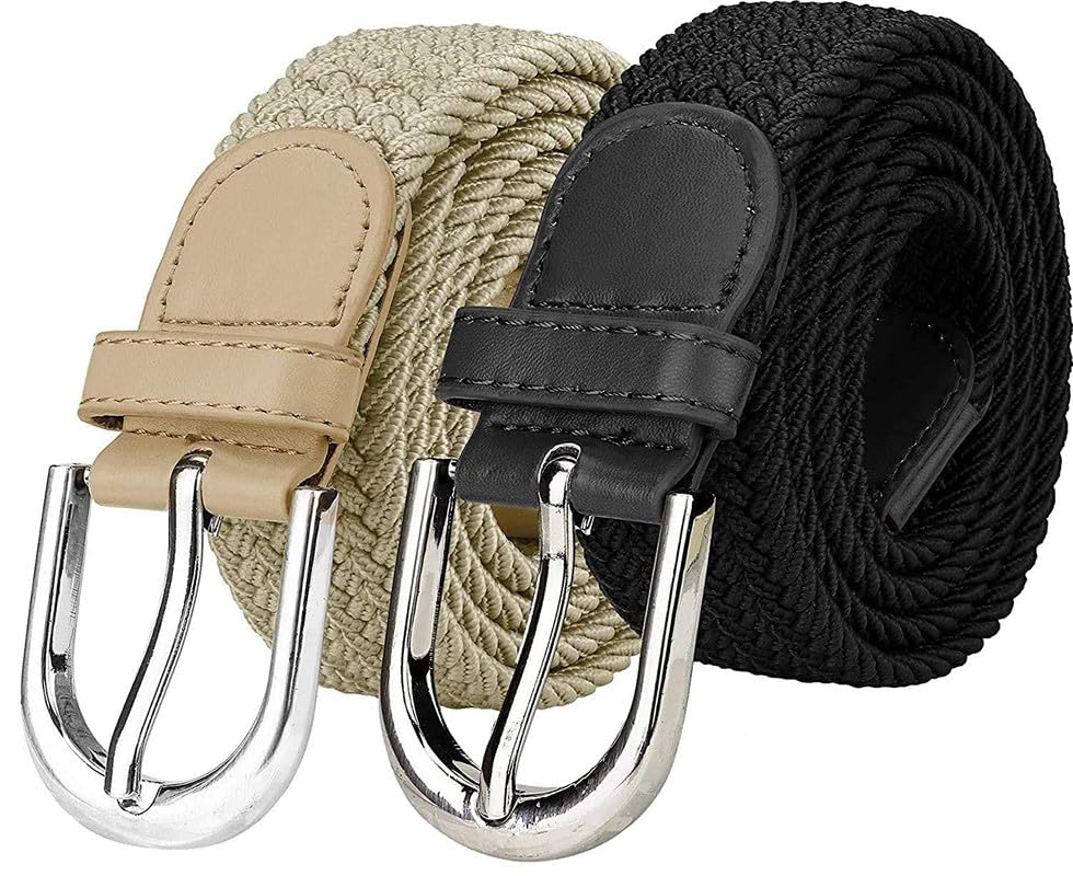 CH Stretchable Braided Cotton Girls Belt | Ladies Belt |Belt For Women | Girls Belt For Jeans Stylish | Ladies Belt For Dress combo of 2 pcs Free Size Fit on 26 to 34inch Waist(C-image-24