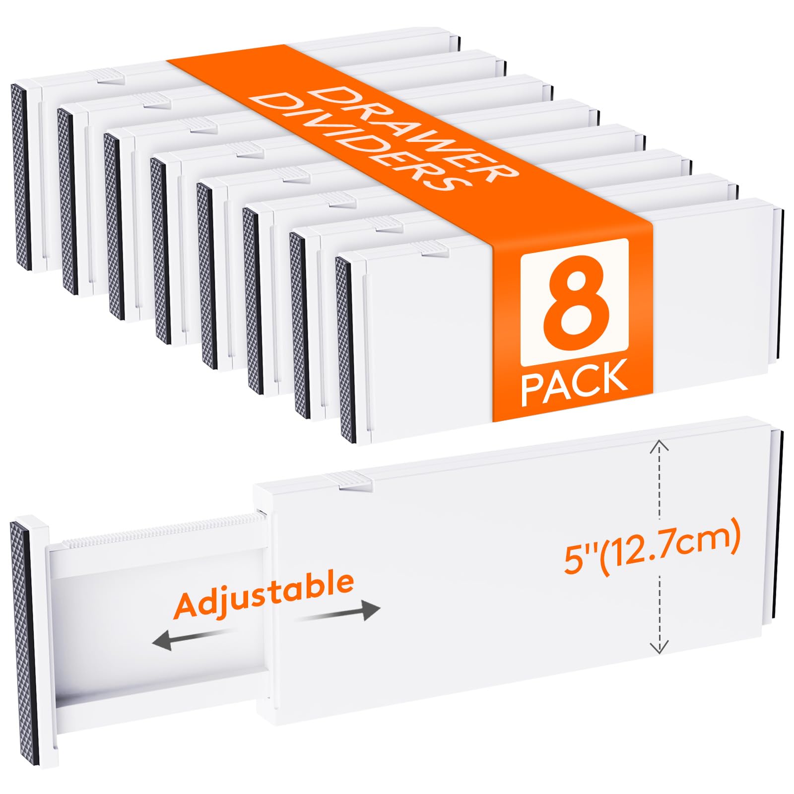 Lifewit Paquete de 8 separadores de cajones de 5 pulgadas de alto, organizadores de ropa ajustables de 13.5-22 pulgadas, separador