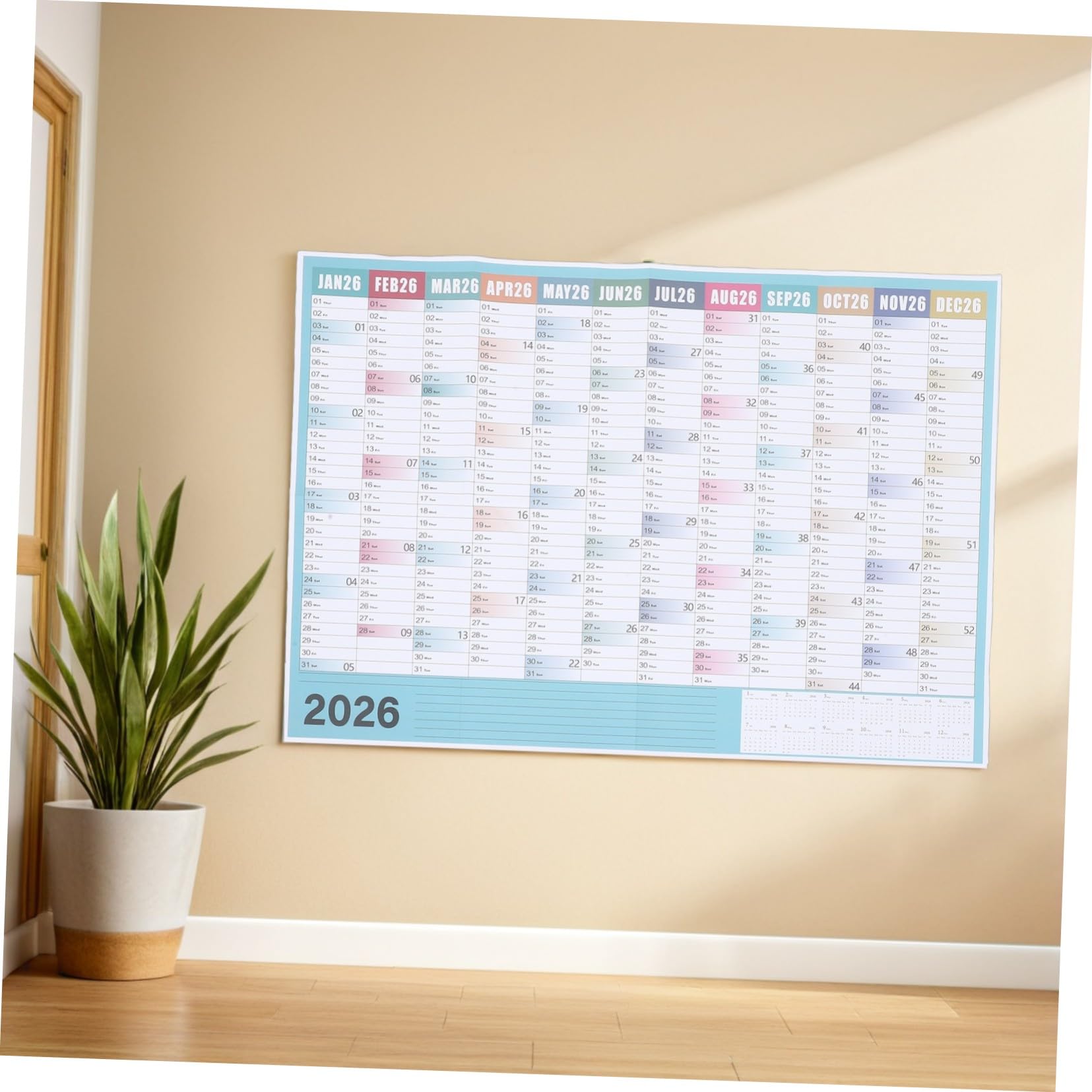 Kalender 2026, Tageskalender zum Abreißen, Wandkalender mit großem Datum, kompakter englischer Tischplaner für Zuhause, Büro, Studentenwohnheim, Klassenzimmer, Terminerinnerung und