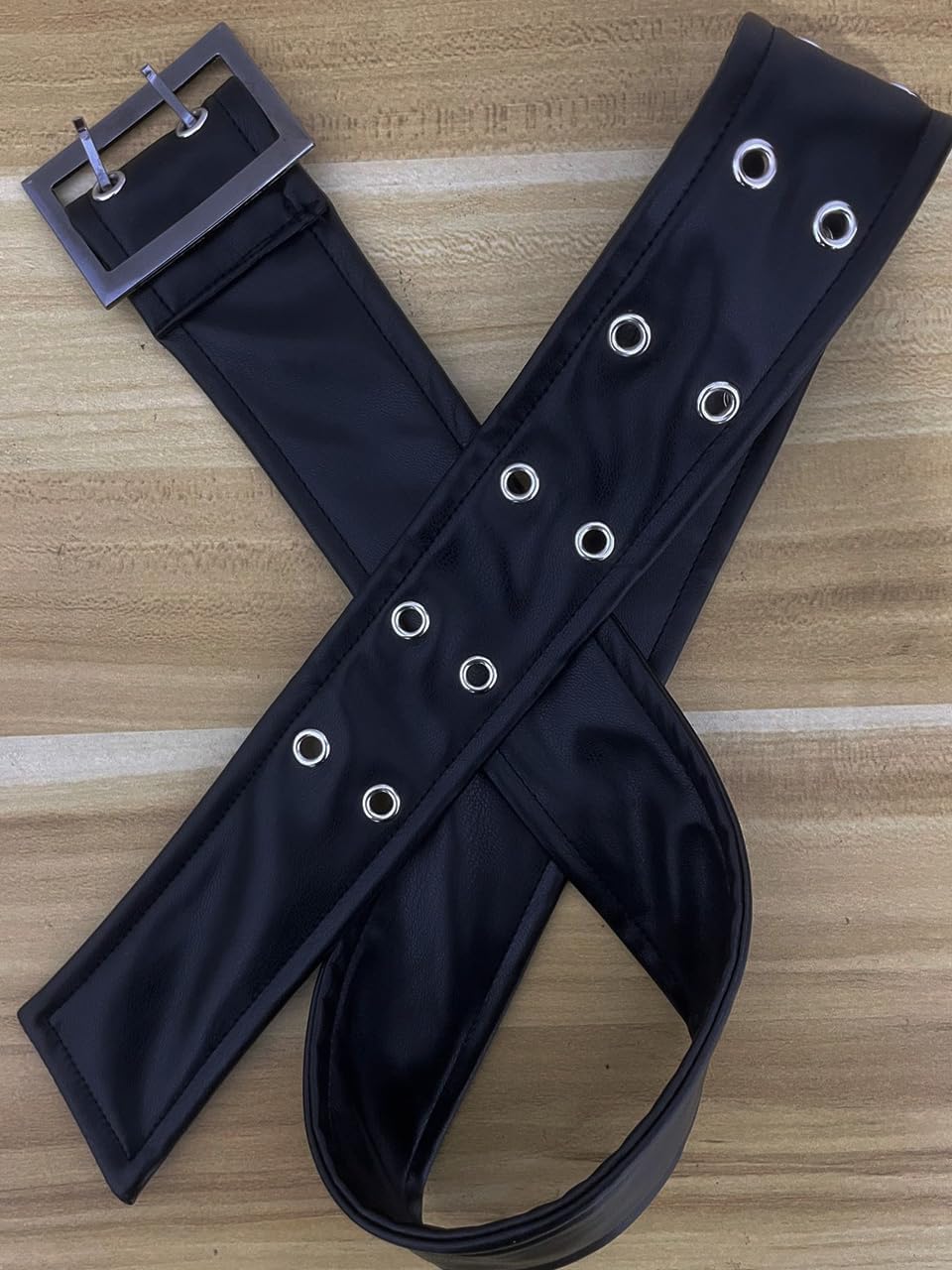 Women's Side Slit Faux Leather Mini Skirt with Belt - Image 3