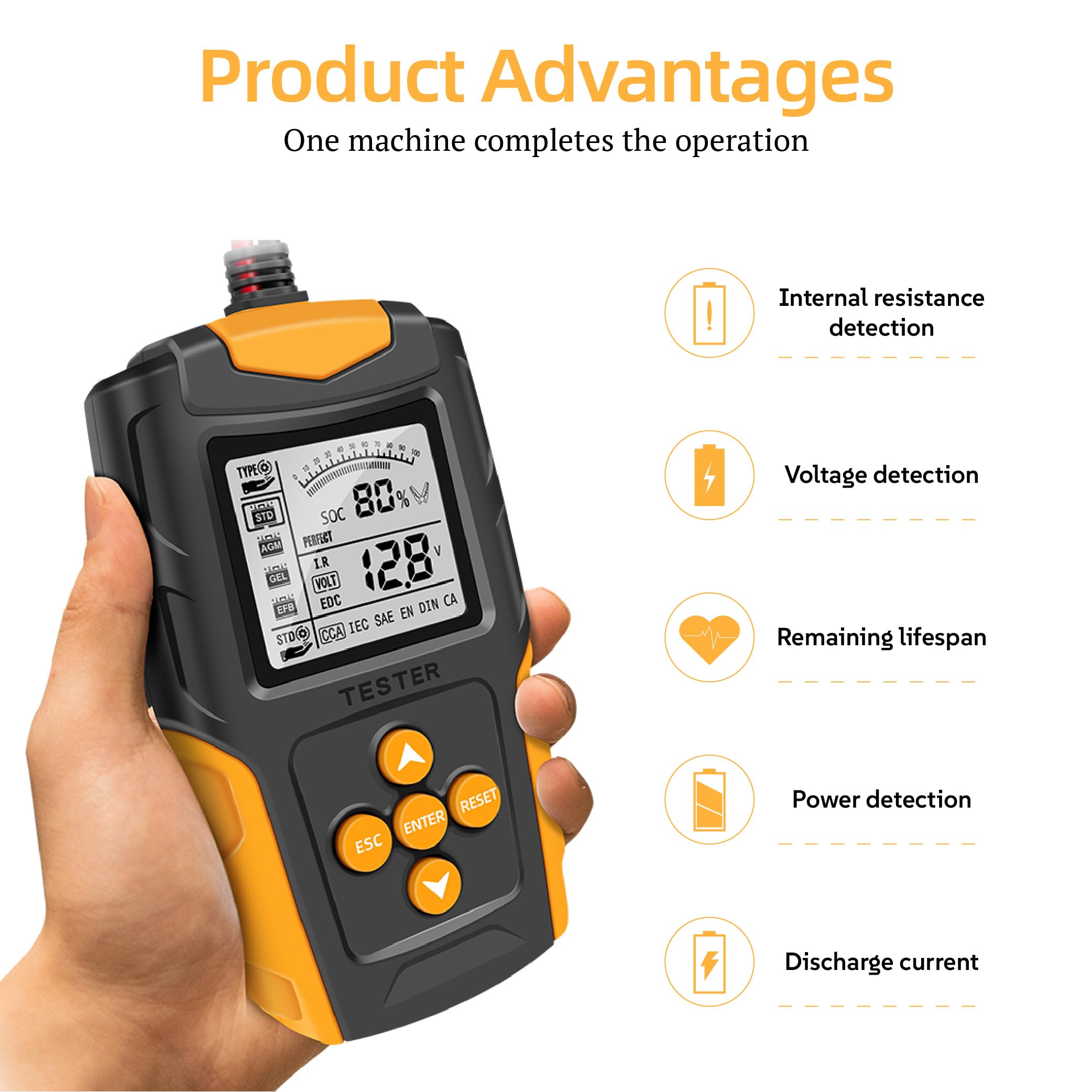 Tester Batterie Auto per Benelli BKX 250 2023, 2,7" Display Colori, con Clip, Strumento Diagnostico per Officine e Fabbriche Automobilistiche