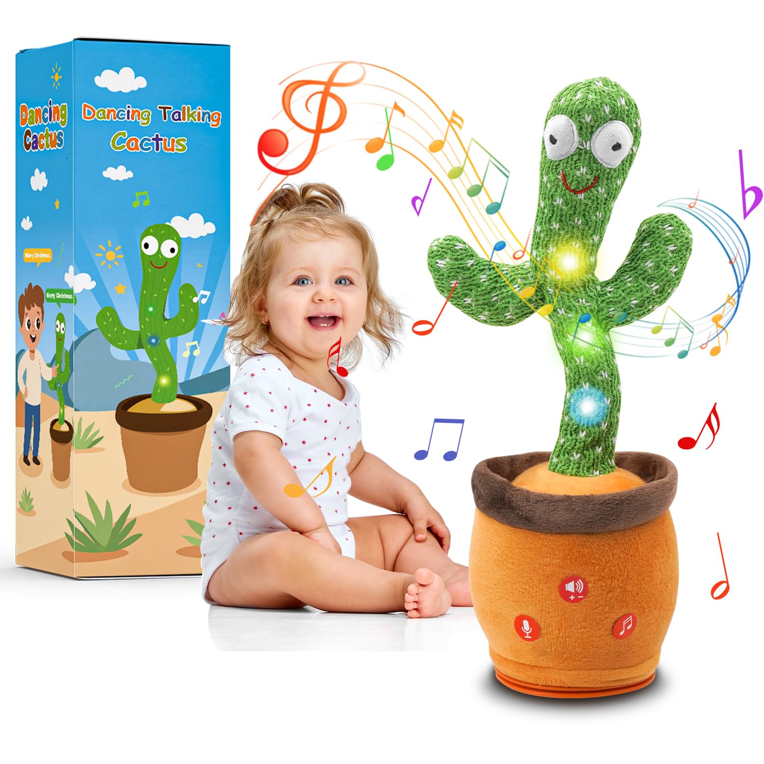 Kids Dancing Cactus Toy for Baby Boys and Girls, Talking Sunshine Cactus Toy Electronic Plush Toy Sings