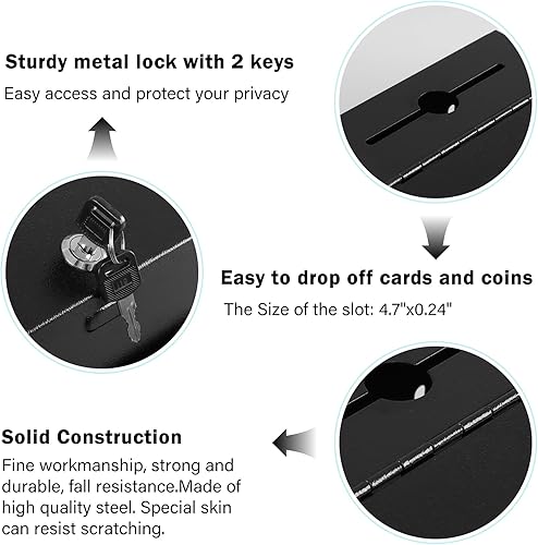 Vista 40 de xydled Urna y caja de donación montada en la pared con 50 tarjetas de sugerencia, caja de sugerencias de metal con cerradura de llave, caja