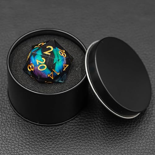 Miniatura 4 de Dados Dungeons and Dragons DND D20, juego de dados de núcleo líquido de globo ocular móvil D&D de 1.31 pulgadas D20 de gran tamaño D20 de resina de