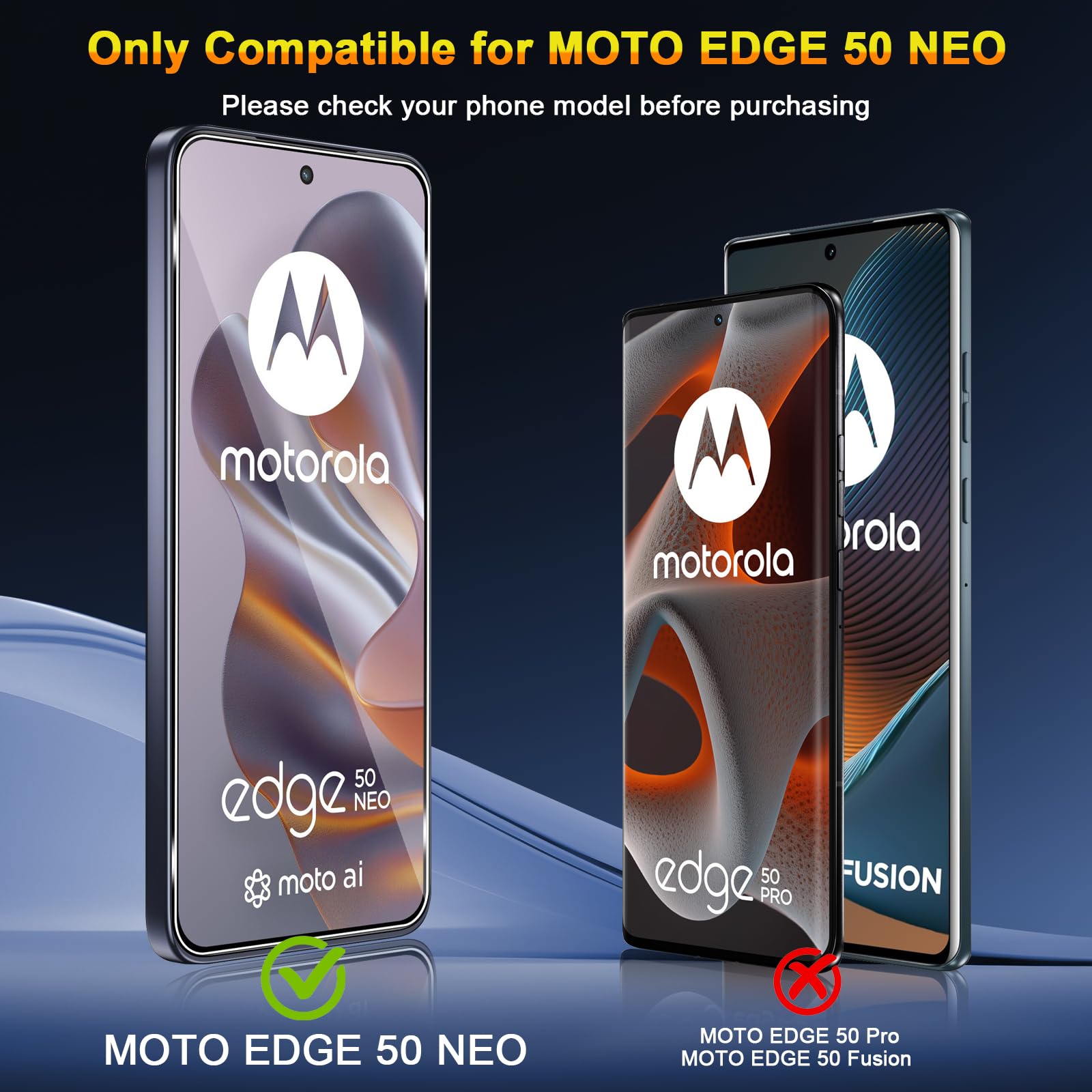 QULLOO Folie ochronne dla Motorola Moto Edge 50 Neo, 2 sztuki folii ochronnej na wyświetlacz z 2 sztukami osłon na obiektywy, 9H twardość Szkło hartowane HD Przezroczyste osłona antyrysunkowa dla