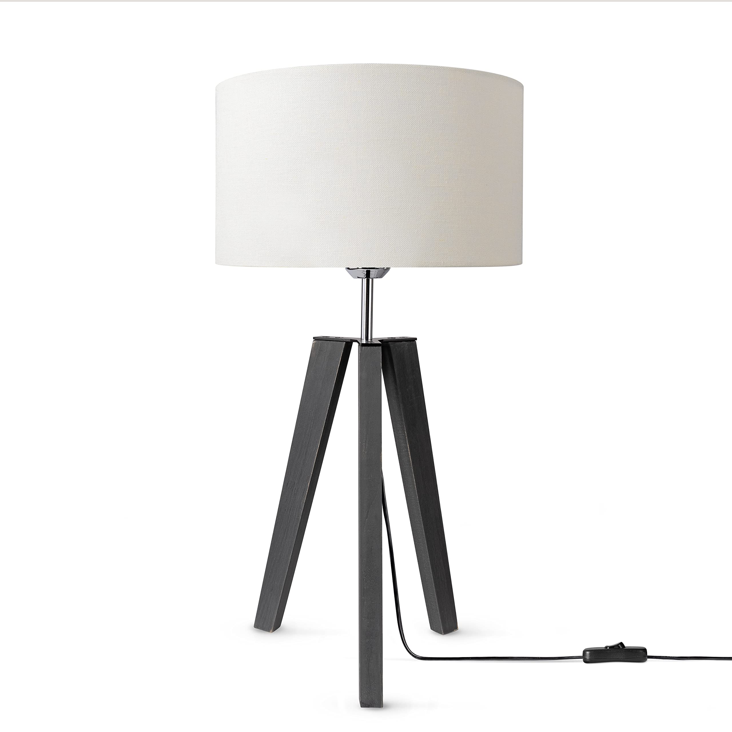 Paco Home Tischlampe Nachttisch Deko Wohnzimmer Leselampe Tischleuchte Nachttischlampe Schlafzimmer E14 Fassung Stoff Lampenschirm Mit Schalter Holz