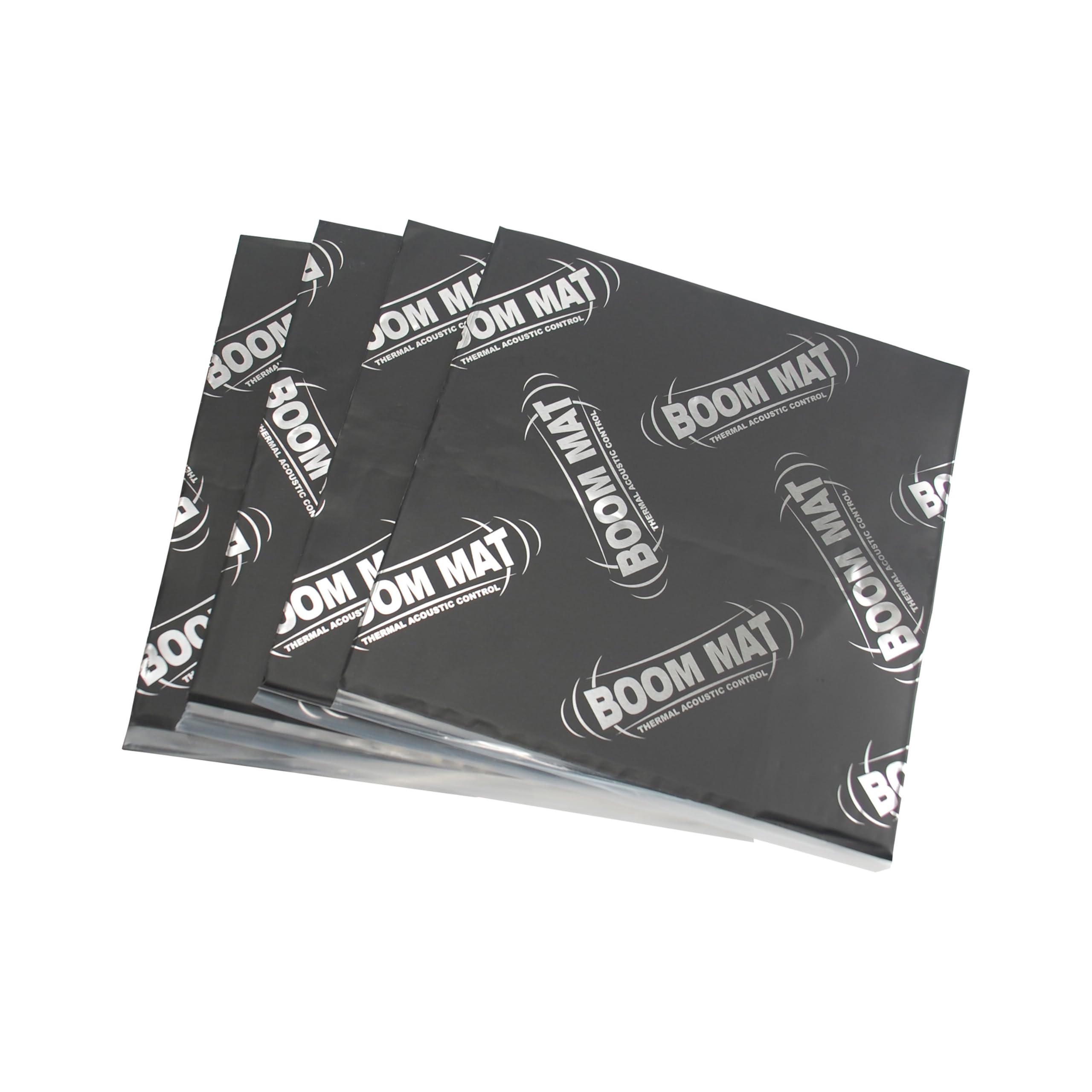 Design Engineering Boom Mat Sound Deadening Material with Adhesive Backing | 12" x 12.5" x 2mm (Pack of 4)