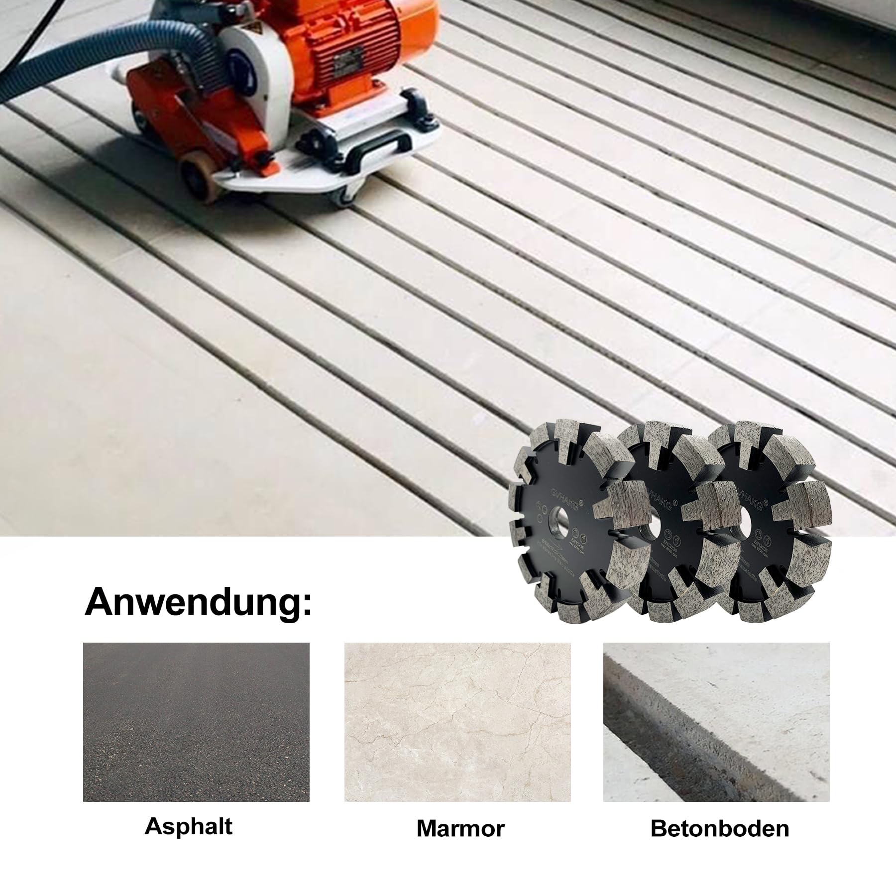 Tuck Point 130mm Diamant Fräser,Sehr verschleißfest Lange Lebensspanne für Estrich, Asphalt,Premium-Qualität Räumscheibe mit T-Schutzsegment(130x17x12x22,23mm)