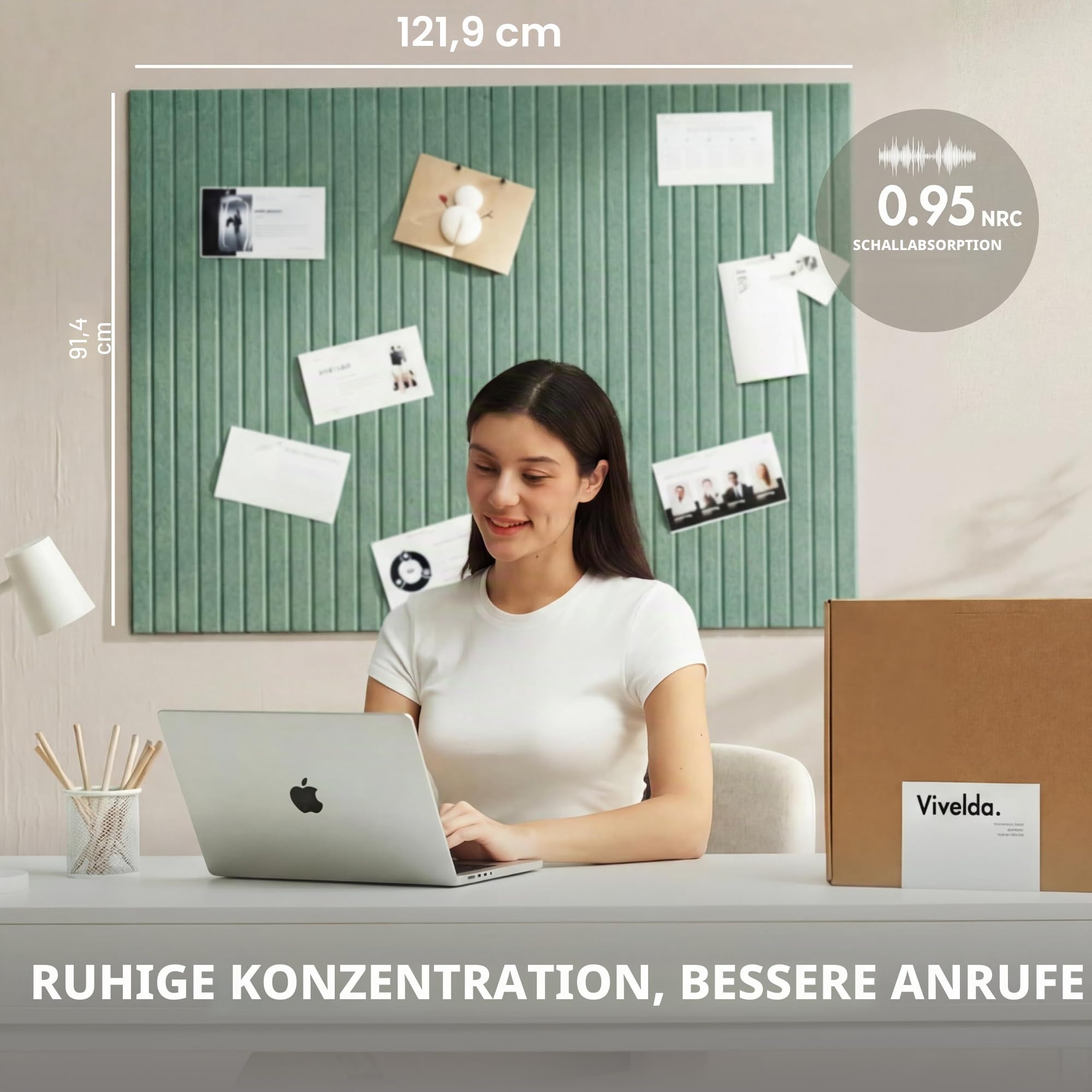 VIVELDA Große Korktafeln für Wände, schwarze Filzalternative – Lamellen-Wandverkleidungen, Pinnwandfliesen für Heimdekoration, Pinnwand-Organizer für Büro oder Klassenzimmer, 12er-Pack (Palme)