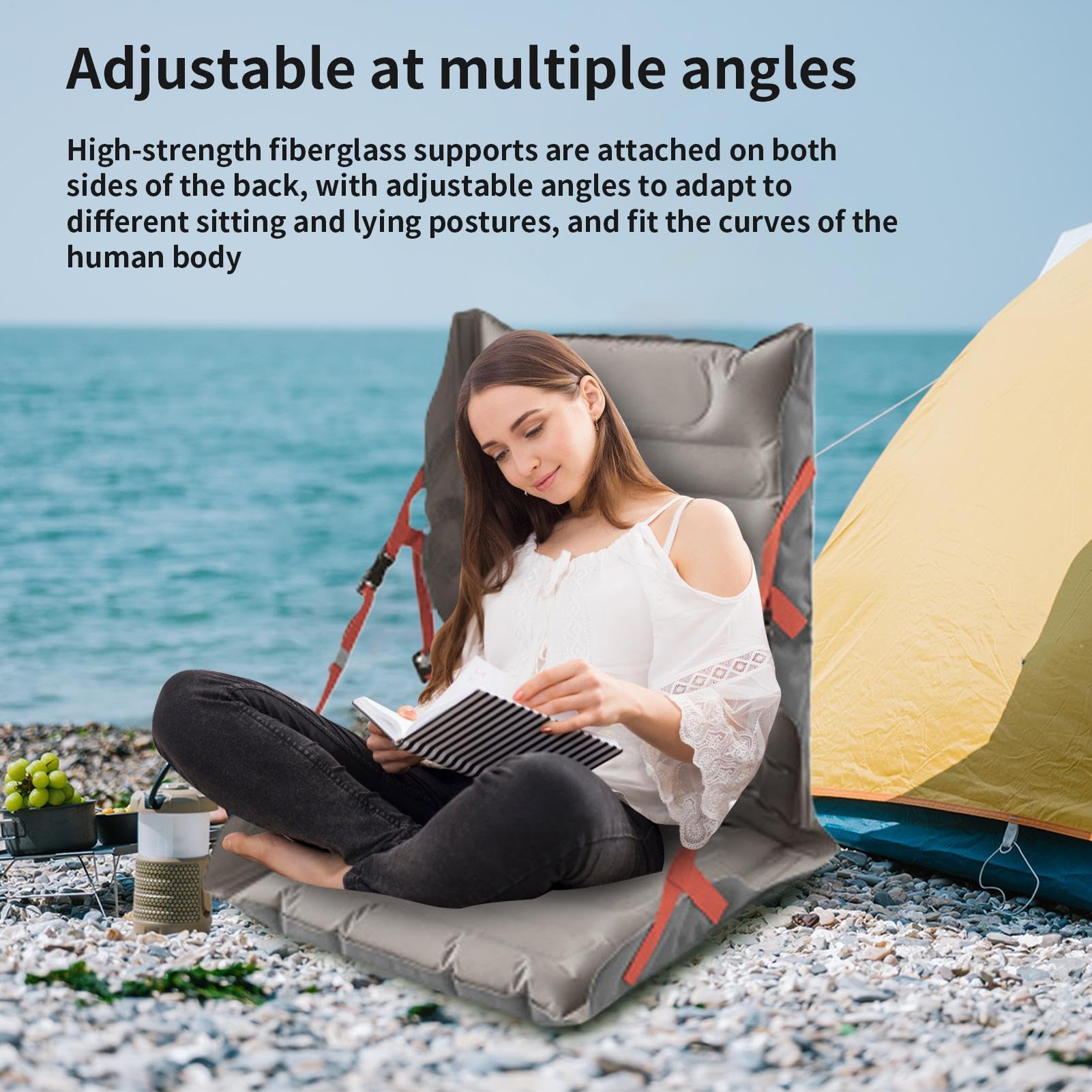 Aufblasbares Reisesitzkissen Tragbares Sitzkissen mit Rückenstütze | Aufblasbares Stadionsitzkissen für Camping Wandern Trekking Angeln Sport Stadion Reisen Outdoor
