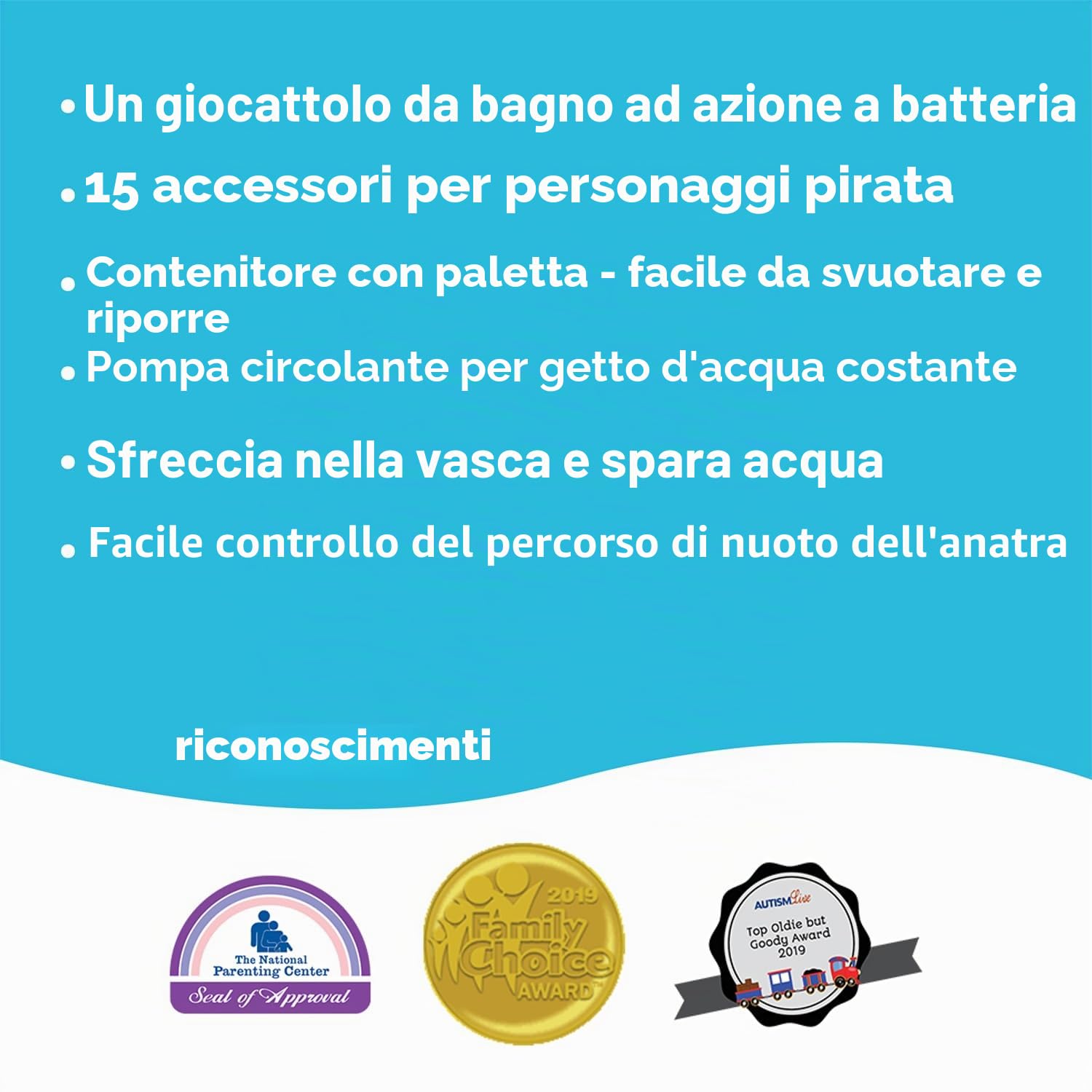 Yookidoo - Jet Duck, papera pirata, Giocattolo da Bagno a Batteria, con Cannone Spara acqua e Portaoggetti, per Bambini da 2-6 Anni