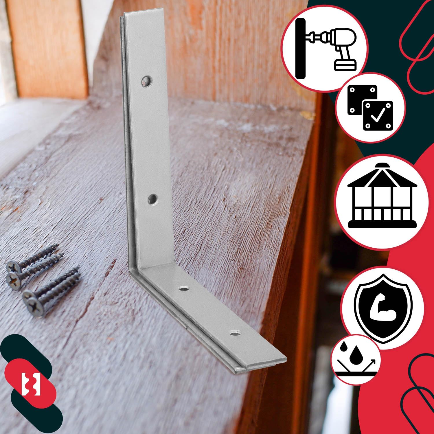 KOTARBAU® 100 szt. Kątownik Ciesielski - Łącznik Budowlany - 150 x 150 x 25 mm - Stal Ocynkowana