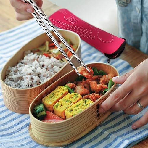 Miniatura 6 de SENHAI - Juego de cubiertos de 8 piezas, cuchillo, tenedor, cuchara, palillos, paquete de 2 vajilla de acero inoxidable a prueba de óxido con