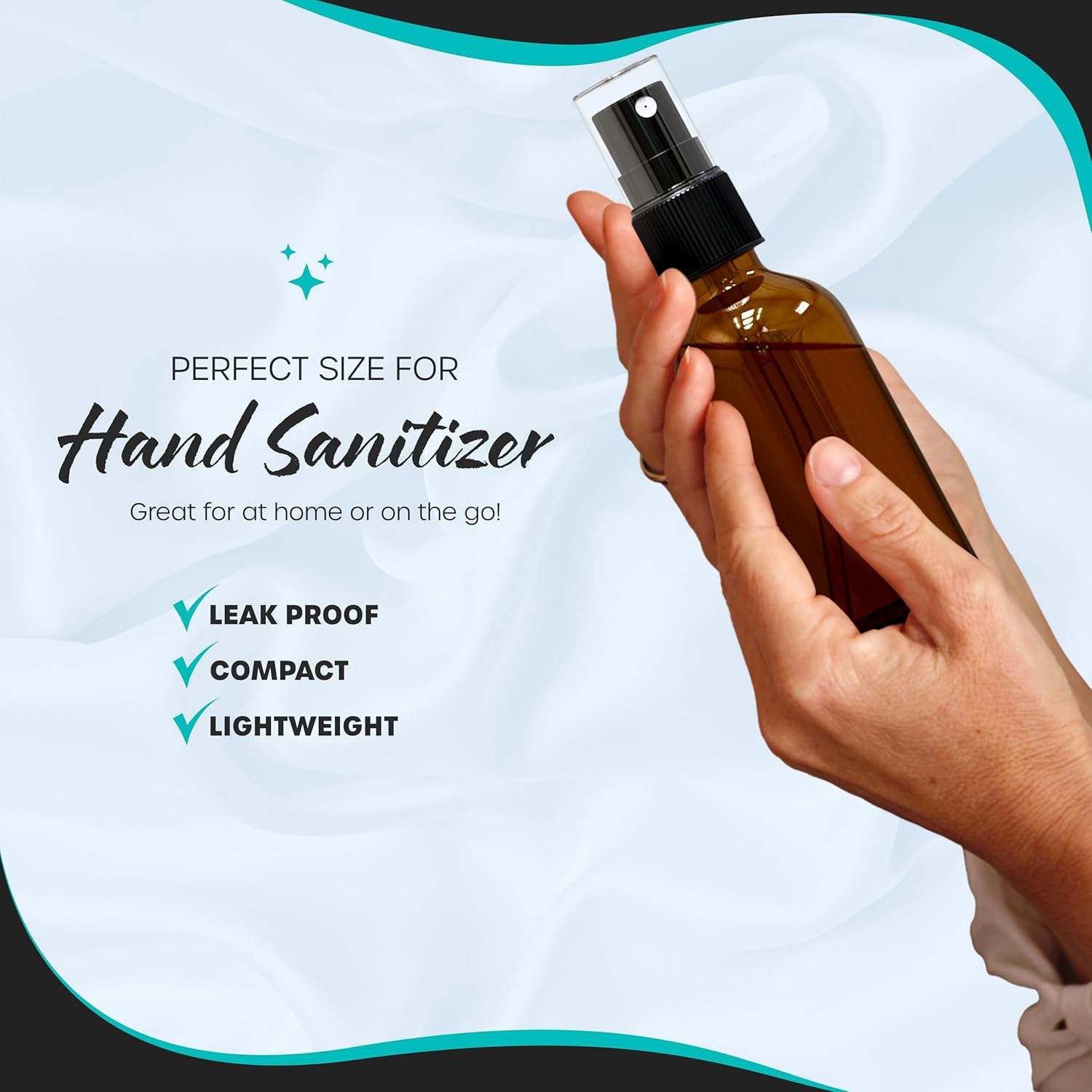 Nevlers 4 Oz Amber Glass Spray Bottles for Cleaning & Refreshment | 48 Pack Amber Glass Bottles | Mist Bottle Sprayer w/Shrink Wrap, Funnel, Brush, Marker & Labels | Small Spray Bottle for Hair & Face