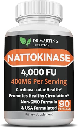 Suplemento puro de nattoquinasa de 4,000 FU  400 mg de extracto de natto japonés auténtico  para la salud cardiovascular y cardíaca, circulación