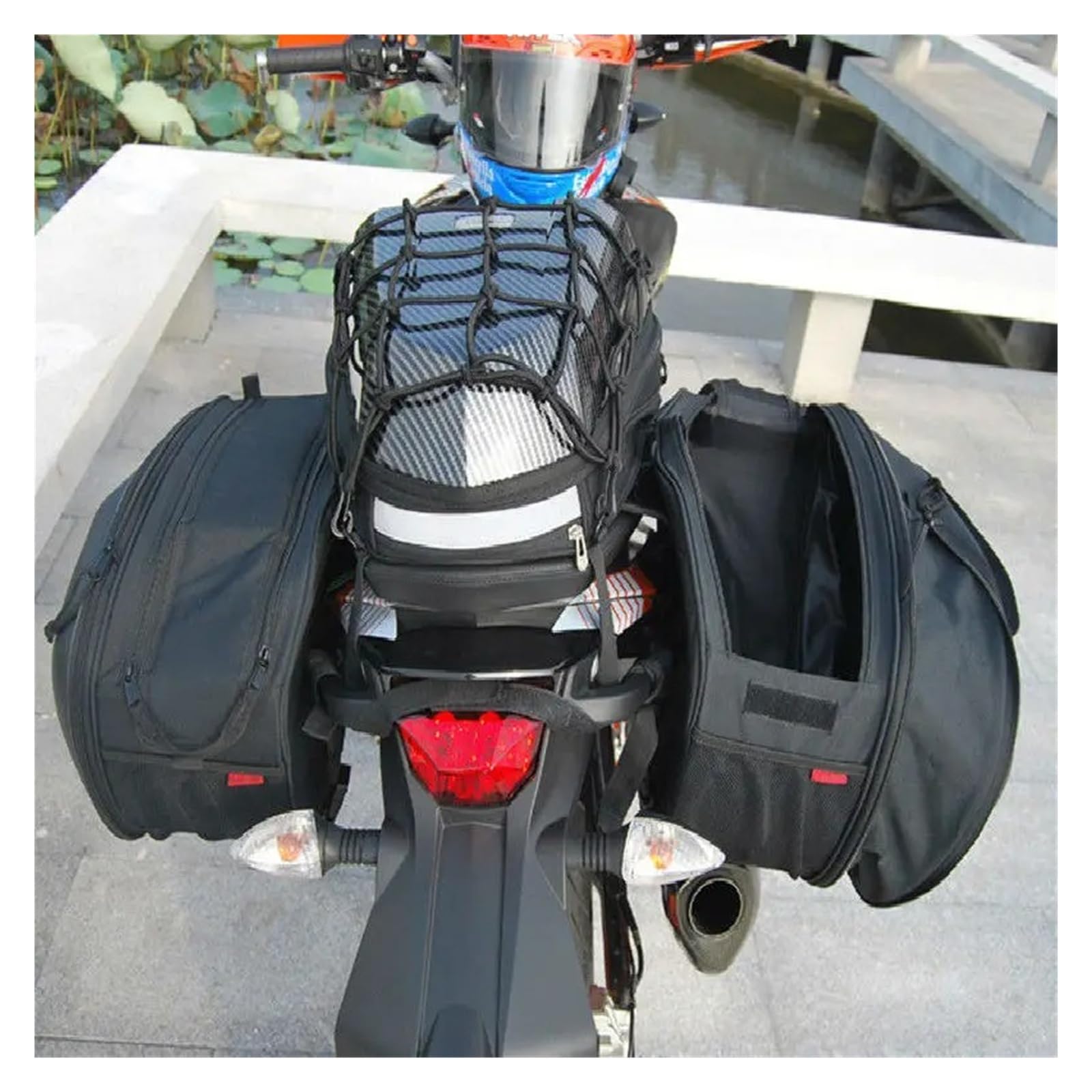 Borsa Per La Sella Della Moto Laterali Impermeabili Per, Laterali Per Casco Posteriori Per Bagagli, Per Serbatoio Carburante(PU and Plate)