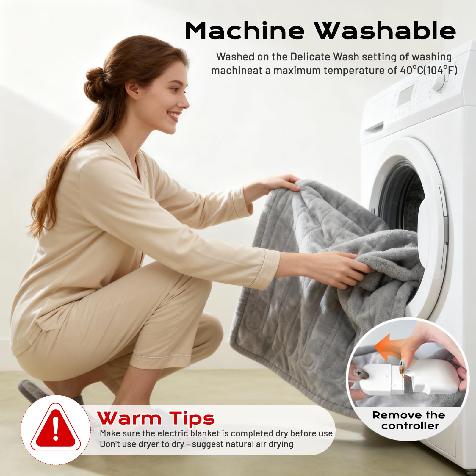 Manta eléctrica con apagado automático 130x160 cm, 8 niveles de calor hasta 55 °C y temporizador de 12 horas, Protección contra sobrecalentamiento, Manta doble para cama o sofá Lavable a máquina