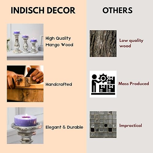 Miniatura 4 de Juego de 3 portavelas para velas de pilar, portavelas de madera de granja, hecho a mano para Homedecor, centro de mesa, soporte de vela de madera