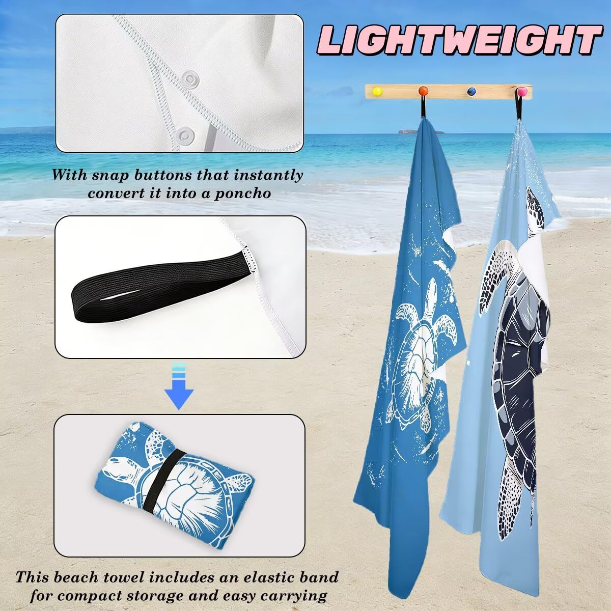 Serviette de Plage XXL 70x140 cm, Lot de 2 Serviette de Bain Microfibre, Anti Sable Serviettes Plage, Séchage Rapide Drap de Bain pour Homme Femme, Portable Fine Serviettes pour Fitness (Simple) -4937
