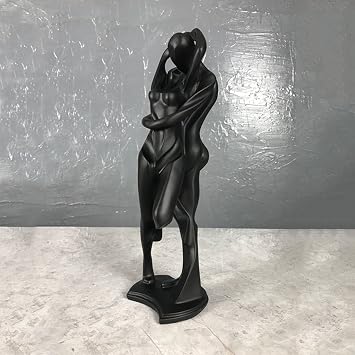 Romantic Couple Dancing Kisses Sculpture Art Abstract Figurine Romance Lover Statue for Anniversary Wedding Desktop Home Office Decoration,Red