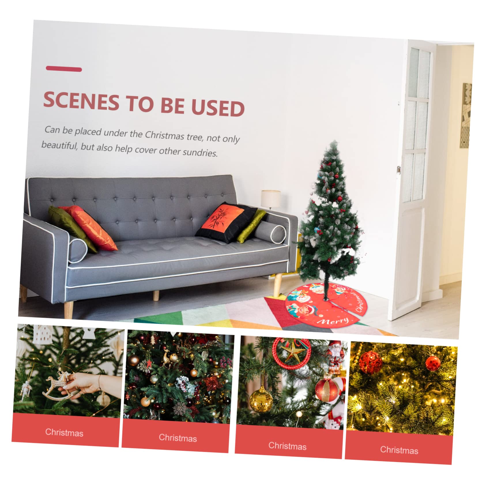 1 Jupe d'arbre de Noël Blanche d'hiver - Couverture de Support d'arbre de Noël - Décoration de Fond d'arbre de Noël - Tapis d'arbre de Noël Traditionnel - Base de Tapis
