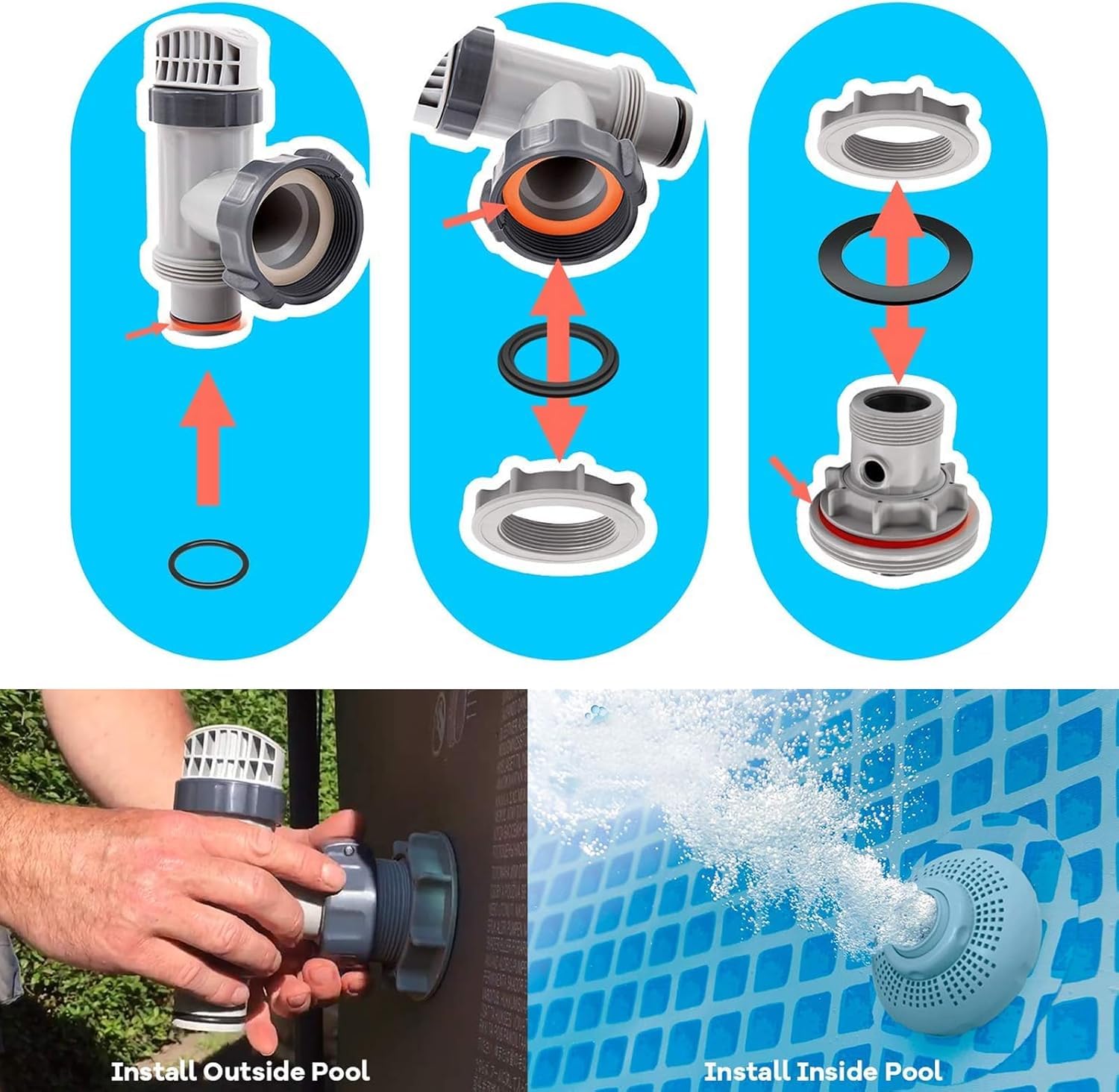 12 szt. Uszczelka pompy basenowej, wymienne o-ringi do basenu Intex, o-ringi do basenu, o-ringi, gumowa uszczelka, do 25076 RP, dla Intex 10747,25006,25010,28633,28635,28621