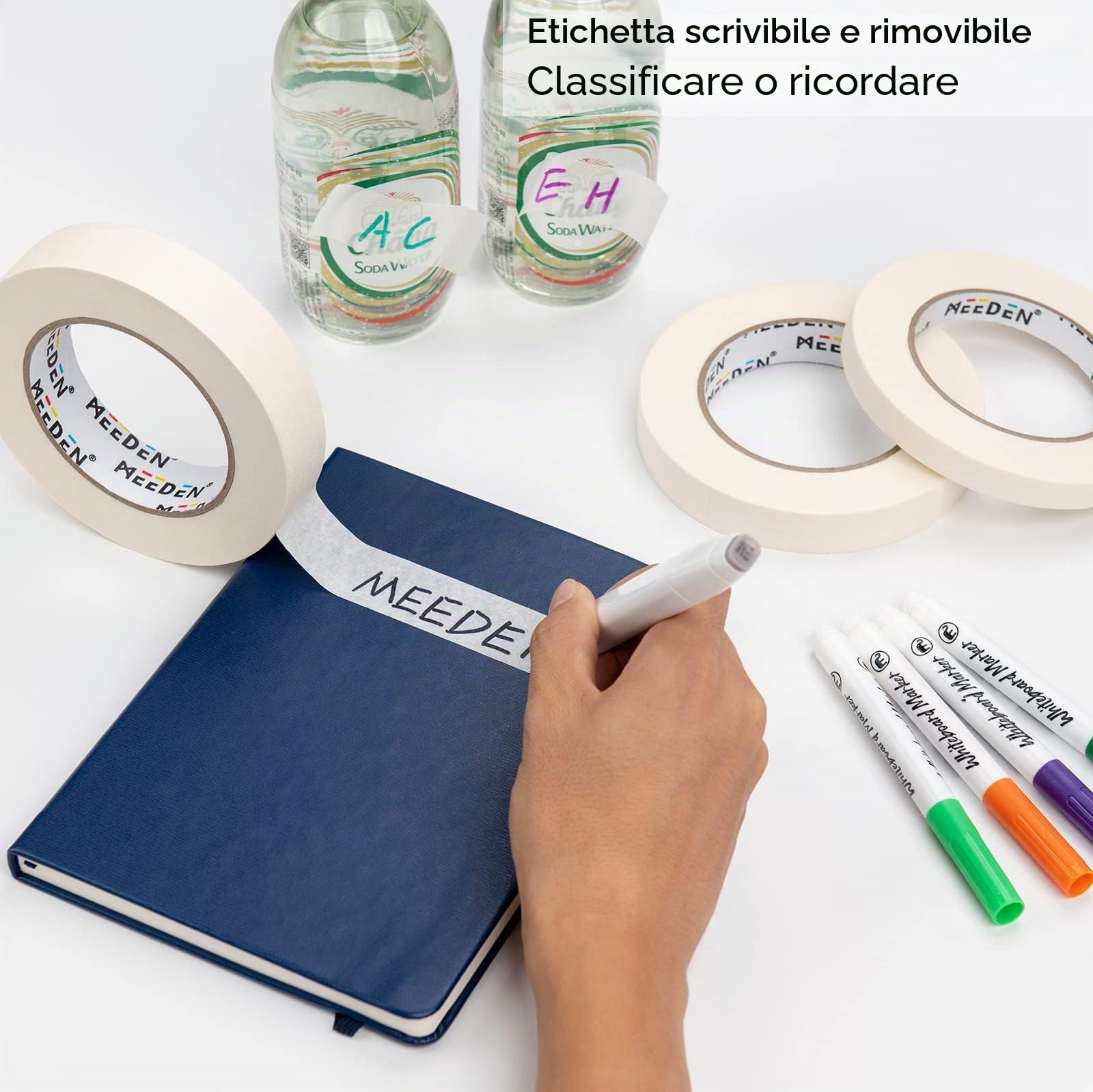 MEEDEN 10 confezioni di nastro bianco per artisti, 19 mm, con un totale di 550 m, nastro adesivo per pittura artistica, disegno, telaio, senza acidi, multiuso, per artigianato, ufficio, scuola