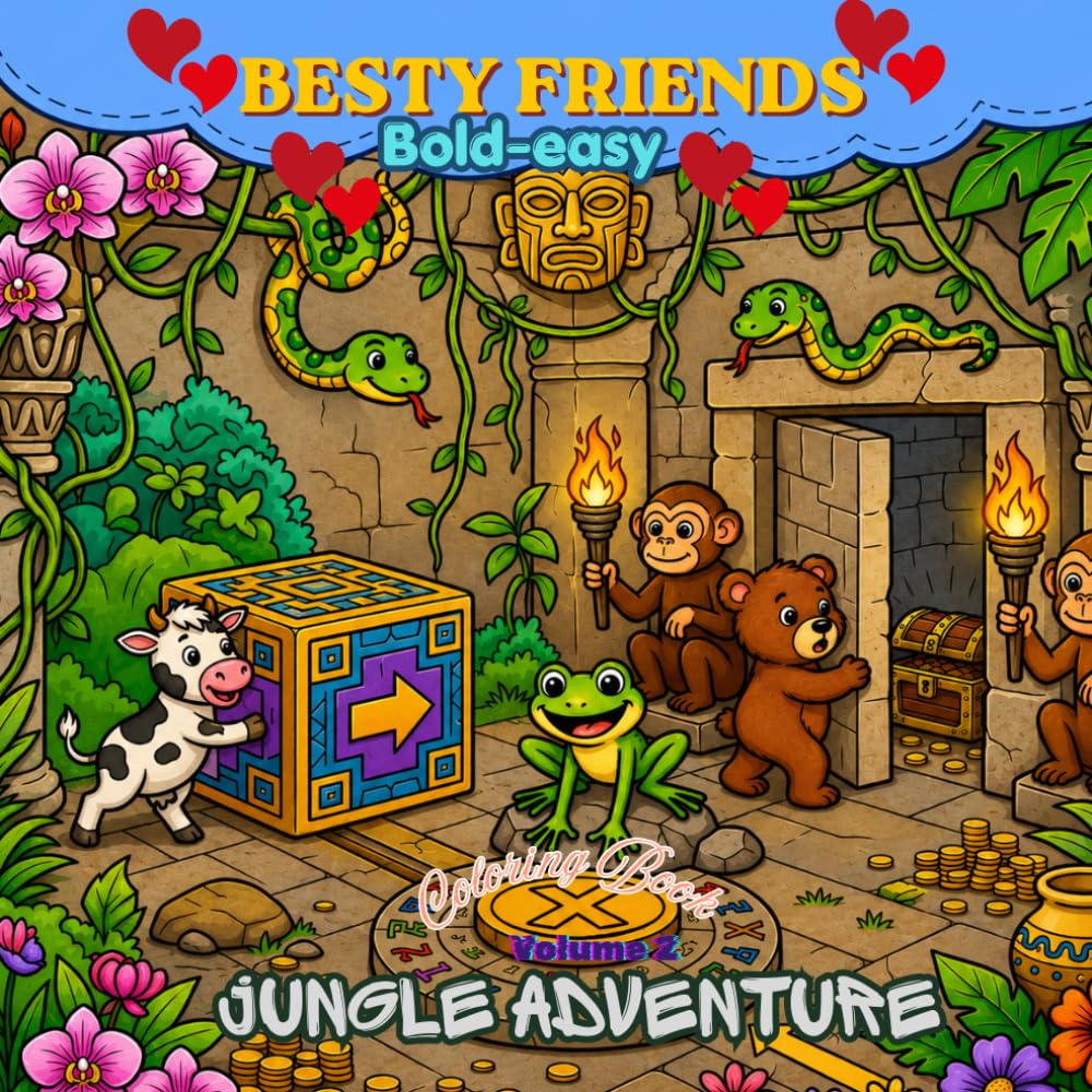 BESTY FRIENDS: Bold-easy JUNGLE ADVENTURE Volume 2 Coloring Book