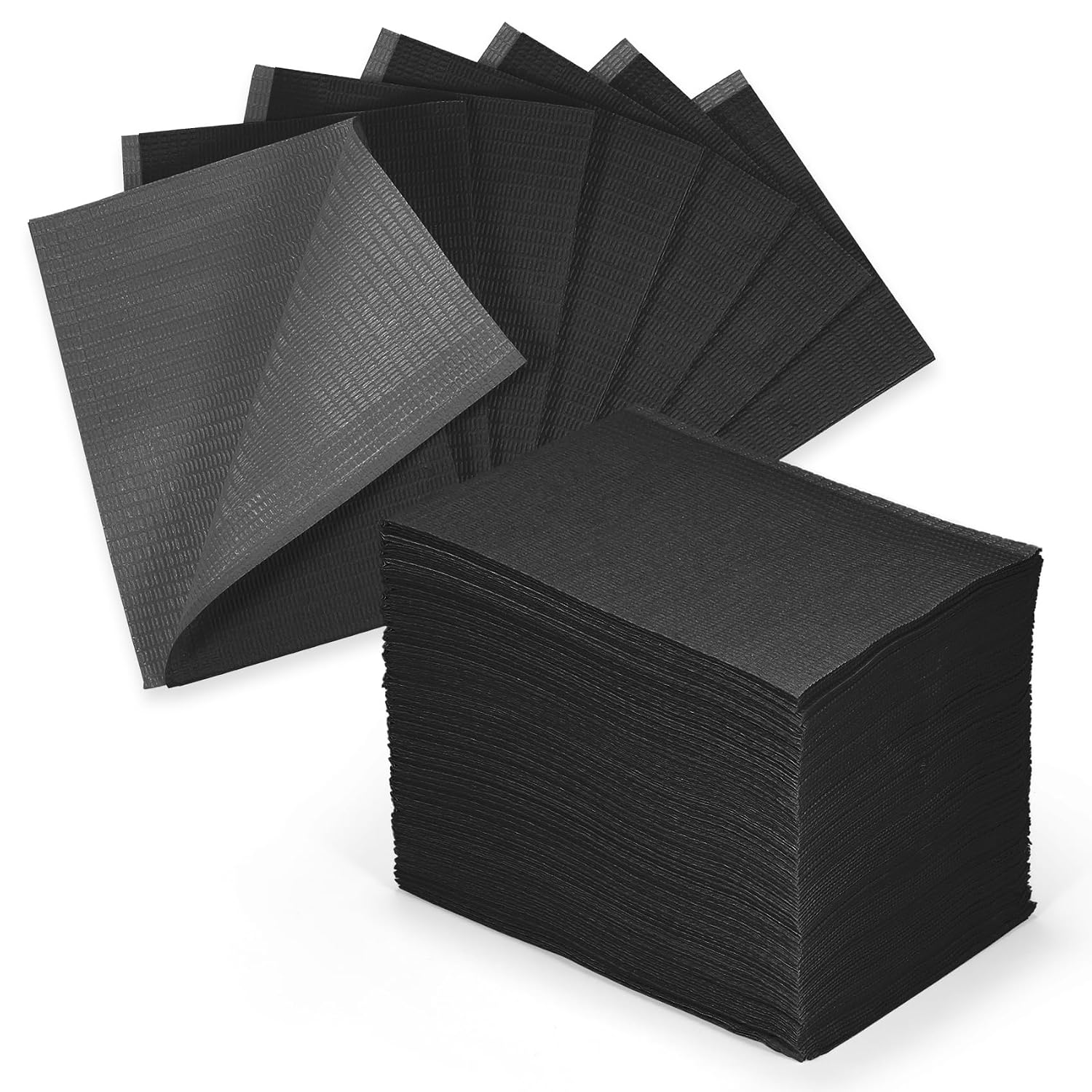 Black Dental Bibs Disposable 50 Pack Waterproof Dentist Bibs Sheet with No Leakage Poly Back, 3 Ply 13 x 18 inch Disposable Nail Mats for Clinic, Tattoo and Table Cover