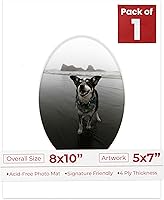 Vista 1 de Tapete de 8 x 10 pulgadas, corte biselado para fotos de 5 x 7 pulgadas, con apertura de tablero de fotos ovalado blanco precortado, sin ácidos, mate