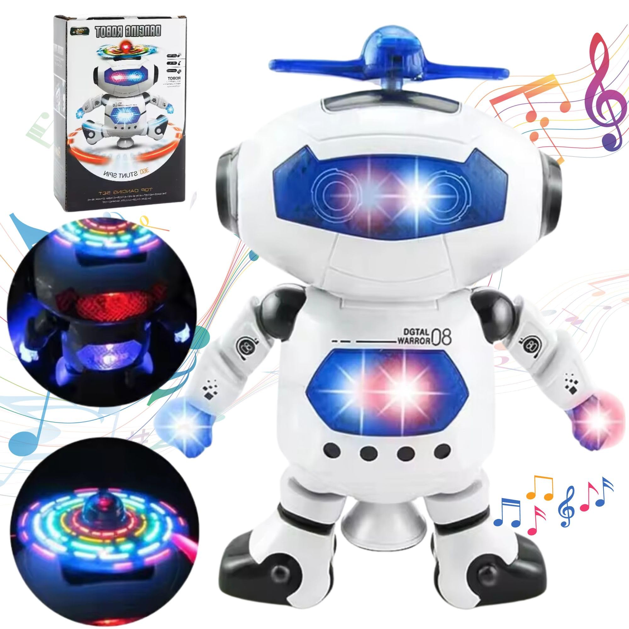 Mallexo Stylish Rotating Dancing Robots with 3D Lights and Music | Non Toxic Plastic 360 Direction Movement Dancing Robot Toys for Kids Boys & Girls Birthday Gifts for 2+ Years Old - Random Color (B0DD3MJRBH) Amazon Price History, Amazon Price Tracker