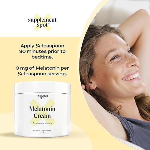 Miniatura 4 de Crema de melatonina para un sueño reparador, suplemento de melatonina para dormir, restablece el reloj biológico corporal, sin parabenos, sin