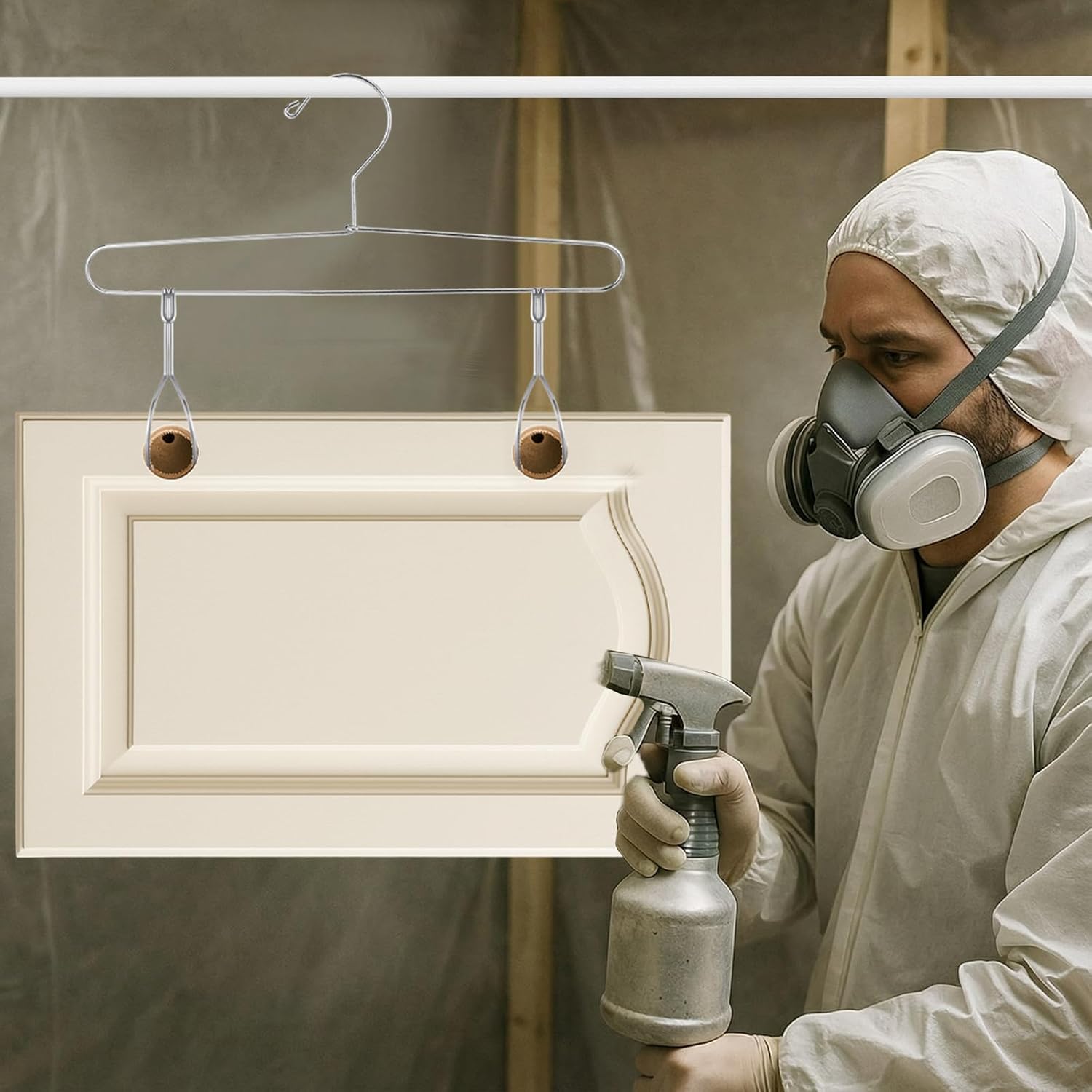 Beeveer 18 Pack Cabinet Door Painting Hanger Metal Painting Hanging Hooks Door Brackets No Drill Spray Drying Rack for Cabinet Spraying Panels Painter Tools DIY
